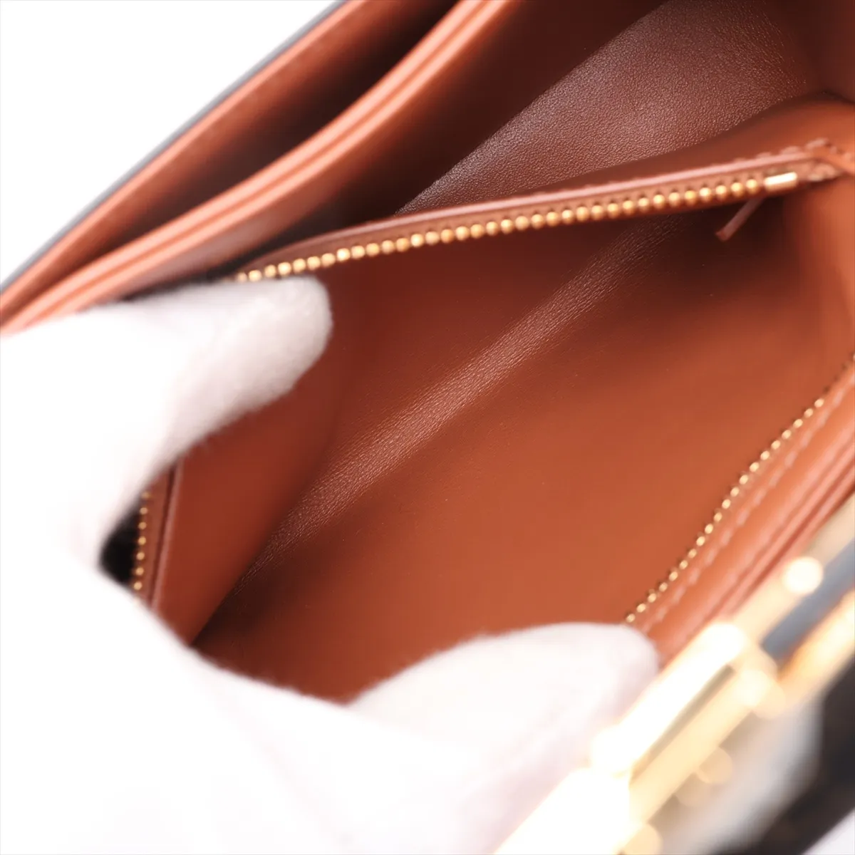 Triomphe Teen PVC x Leather Shoulder Bag, Brown — view 8