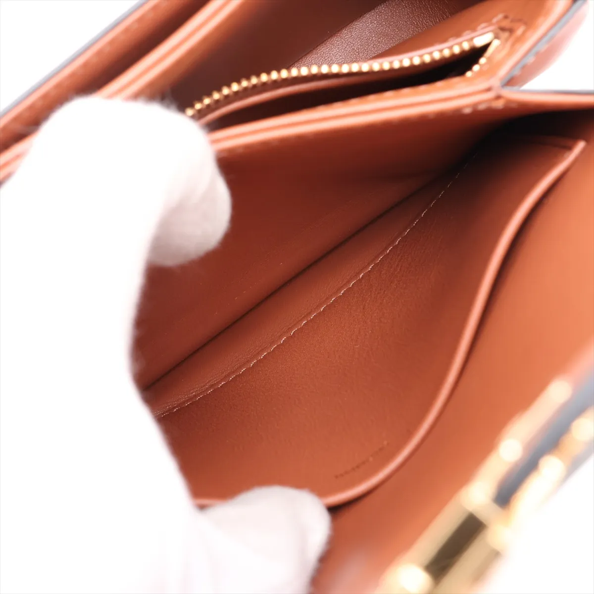 Triomphe Teen PVC x Leather Shoulder Bag, Brown — view 9