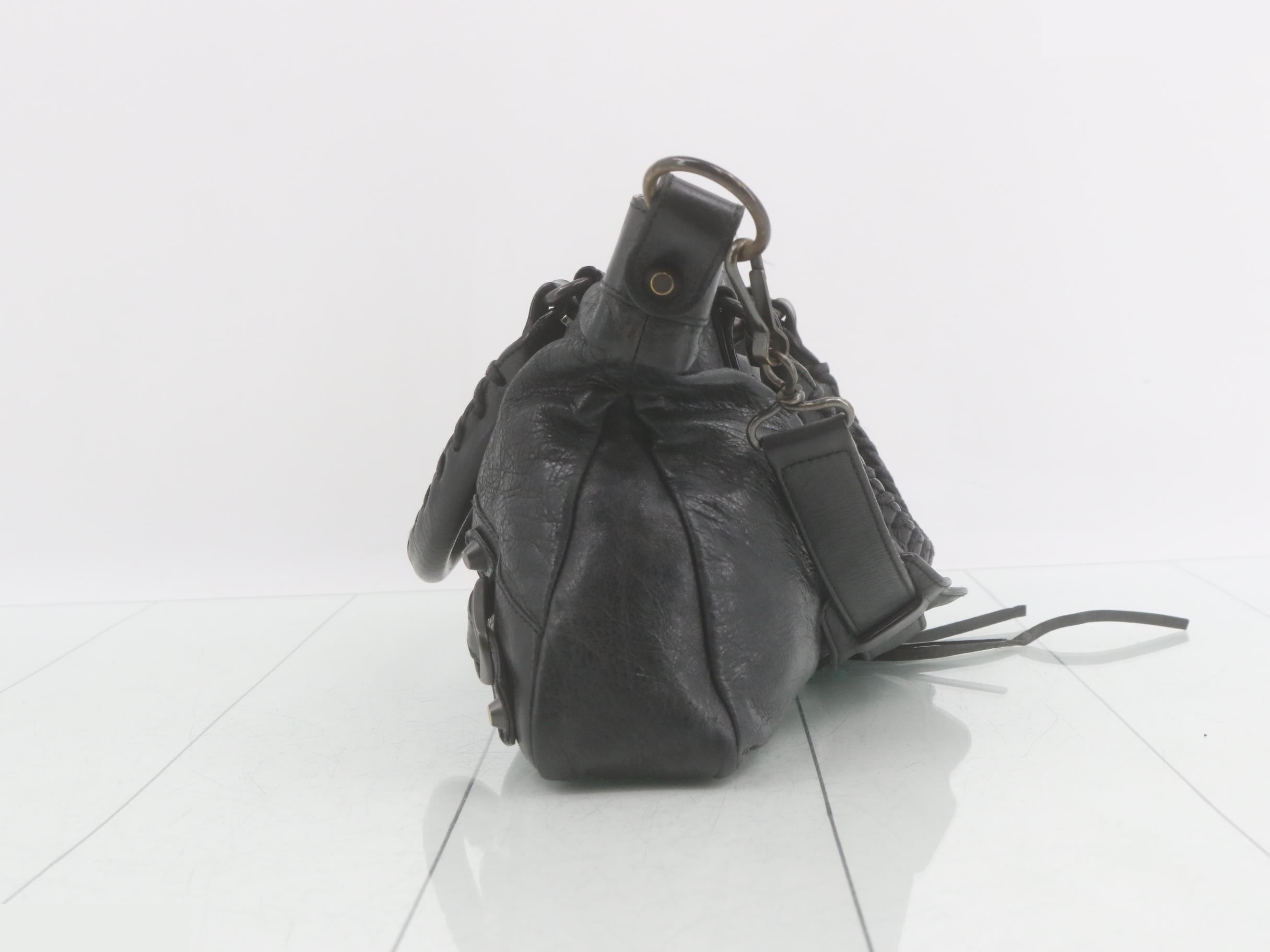 The City 2-Way Handbag with Shoulder Strap, Leather, Black — view 3