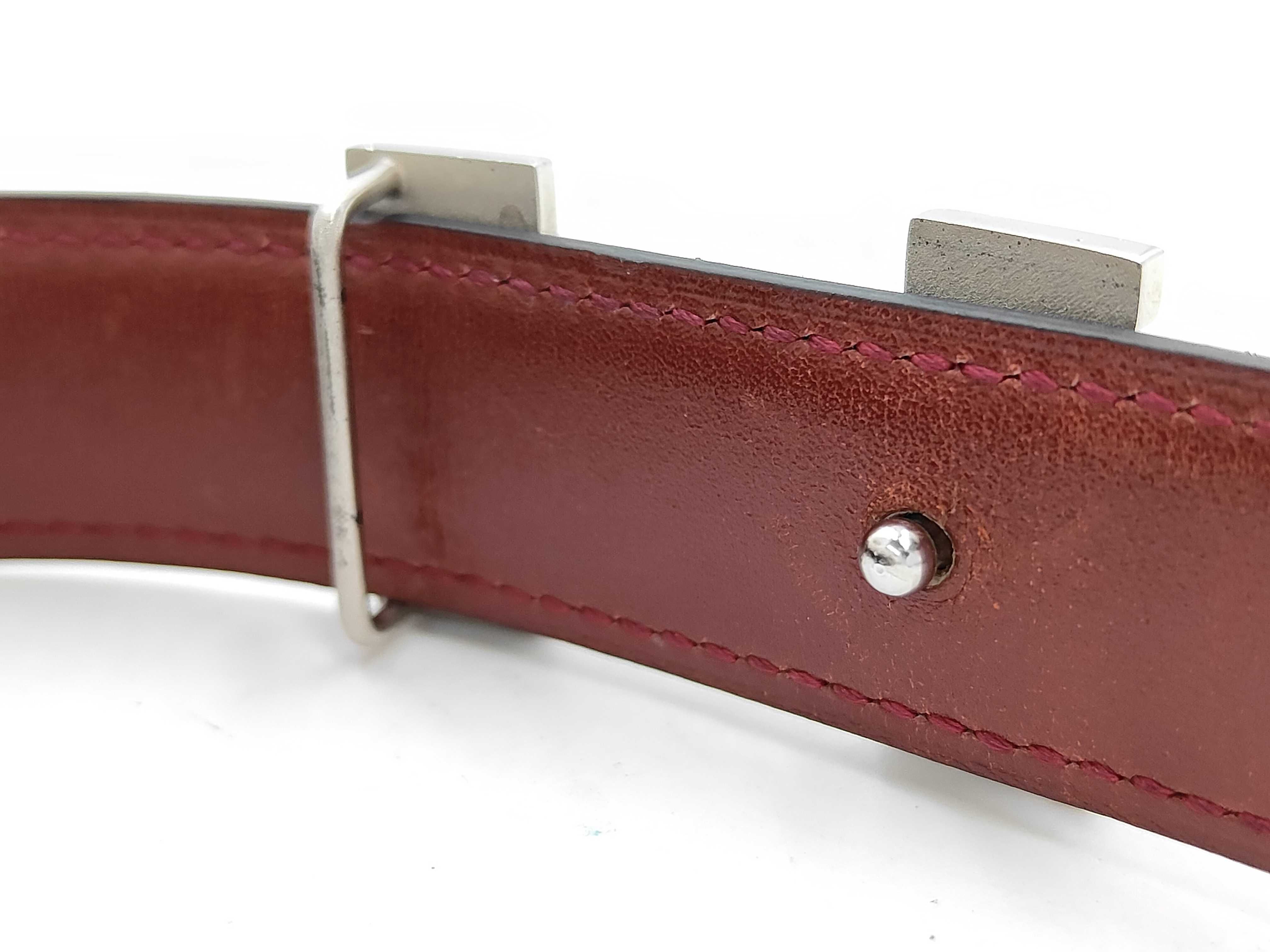 Constance H-buckle silver hardware black H-logo belt — view 3