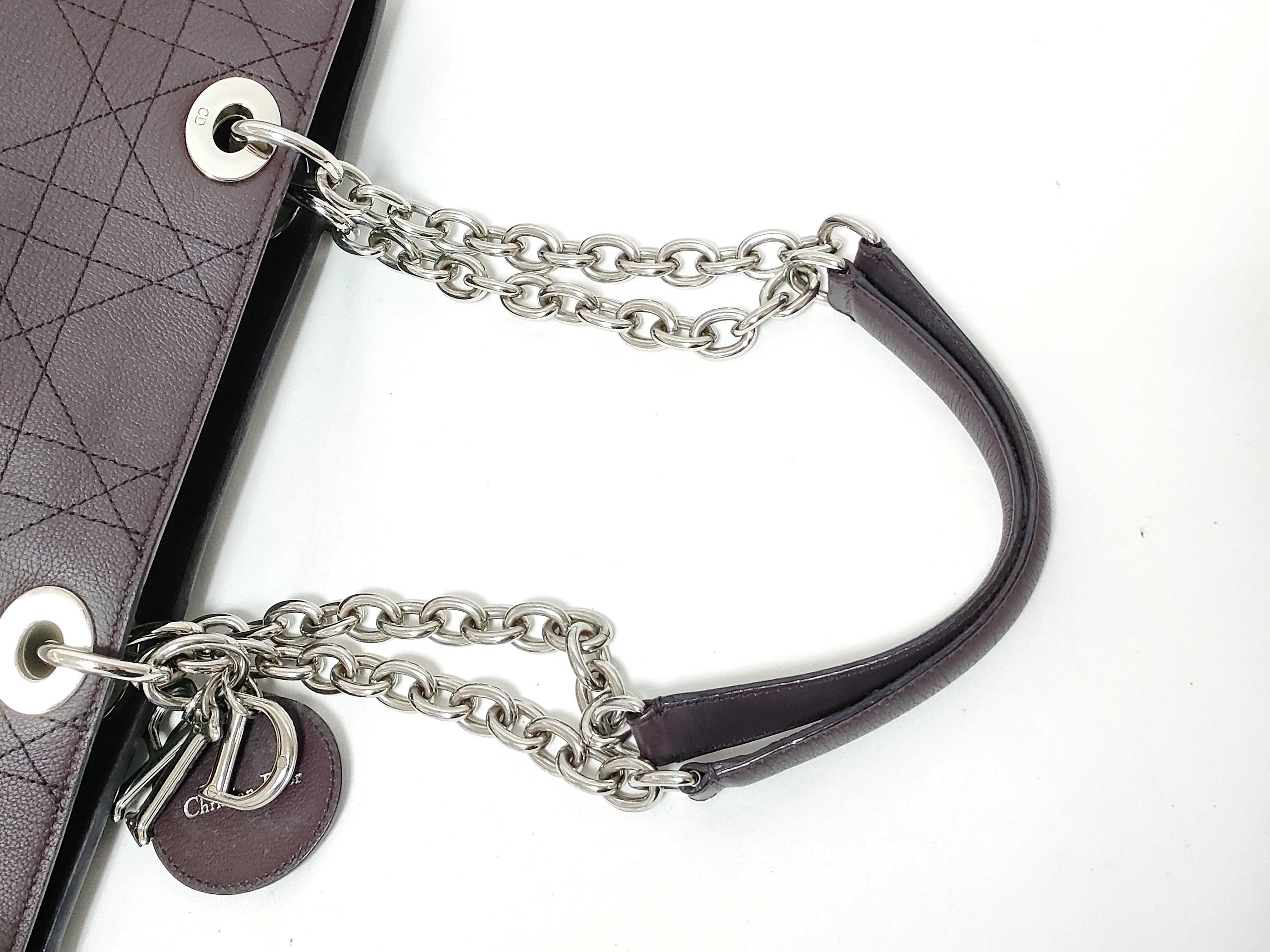 Lady Dior HK-01RU0156 Ultra Cannage Leather Bordeaux Chain Tote Bag — view 3