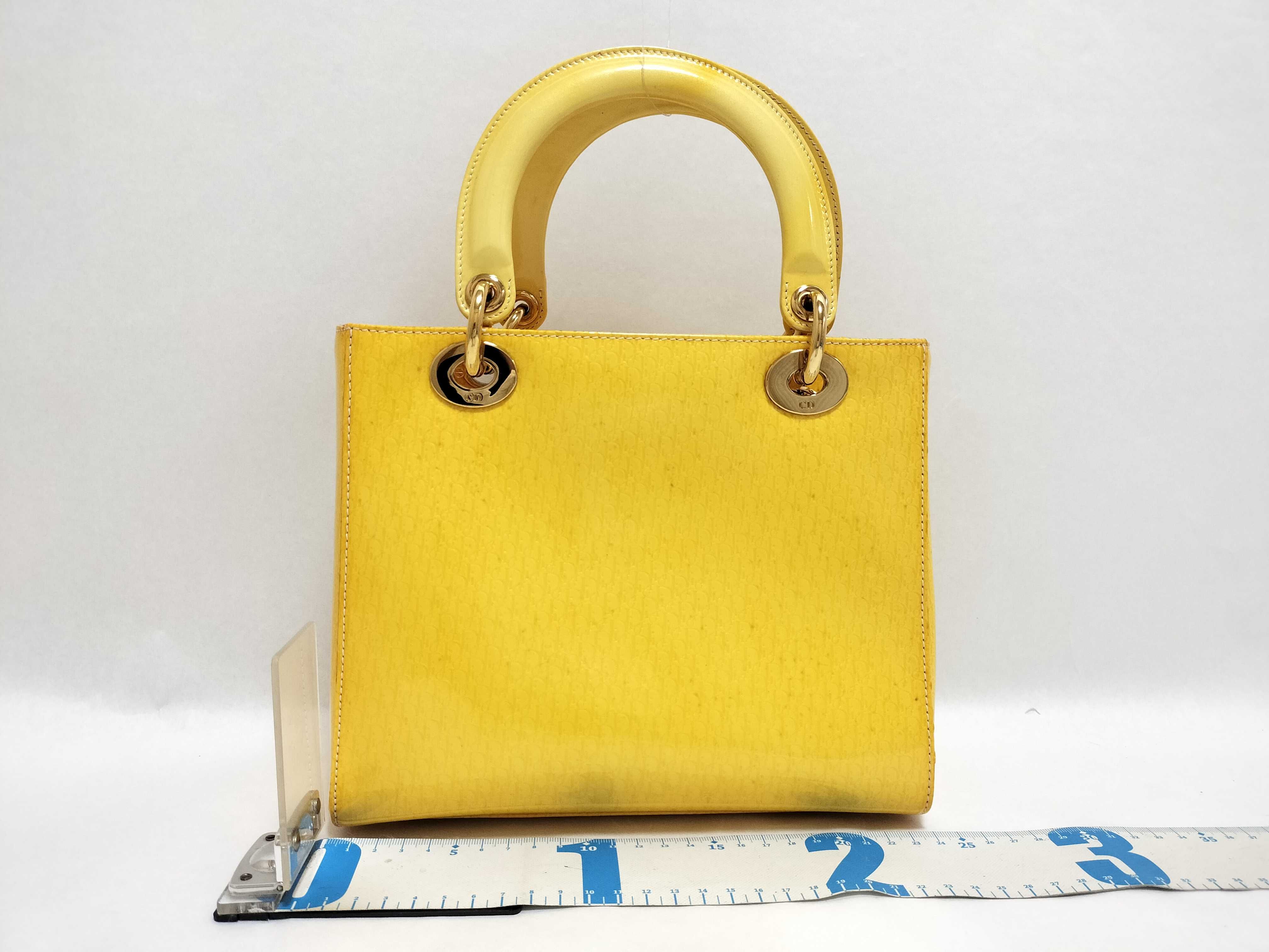 Lady Dior Trotter Lady Patent Leather Yellow Handbag — view 2
