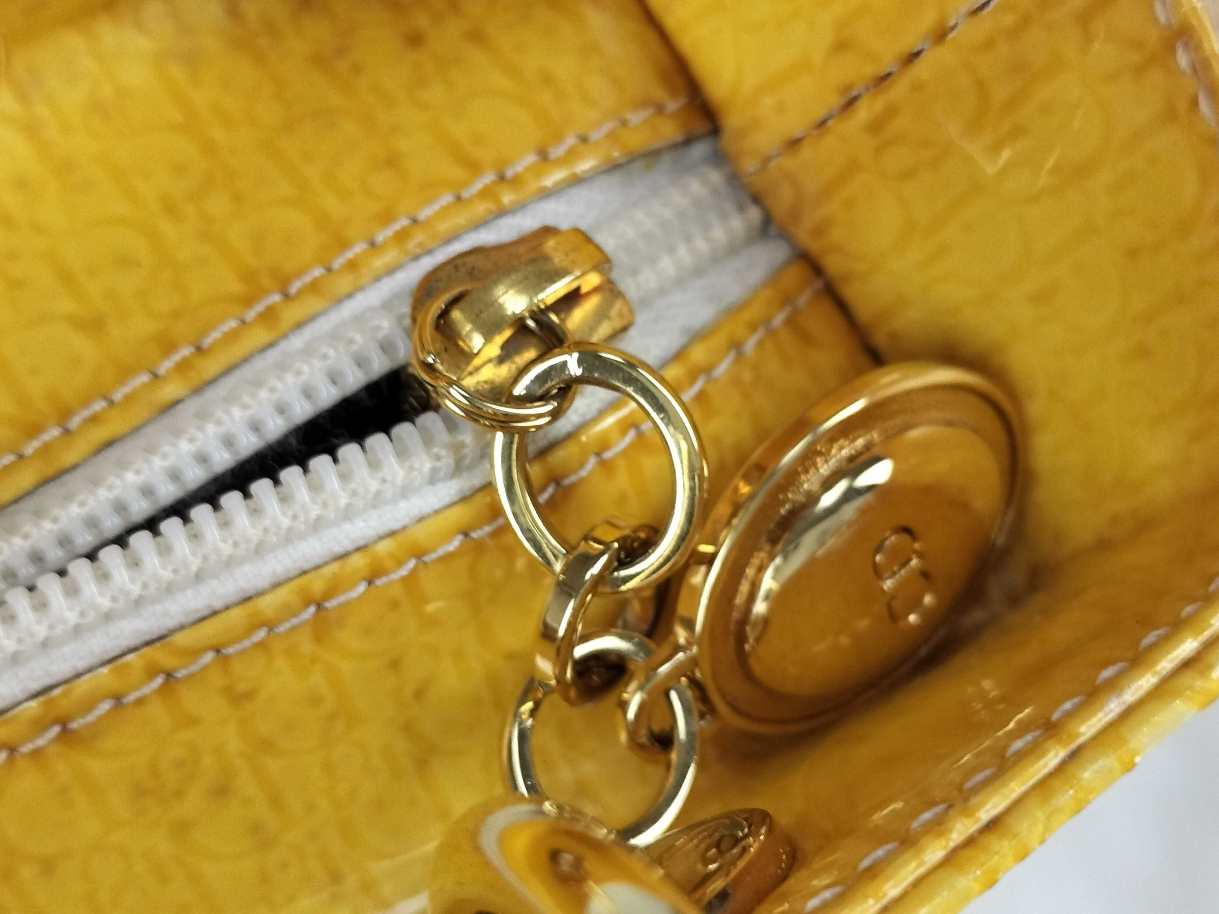 Lady Dior Trotter Lady Patent Leather Yellow Handbag — view 13