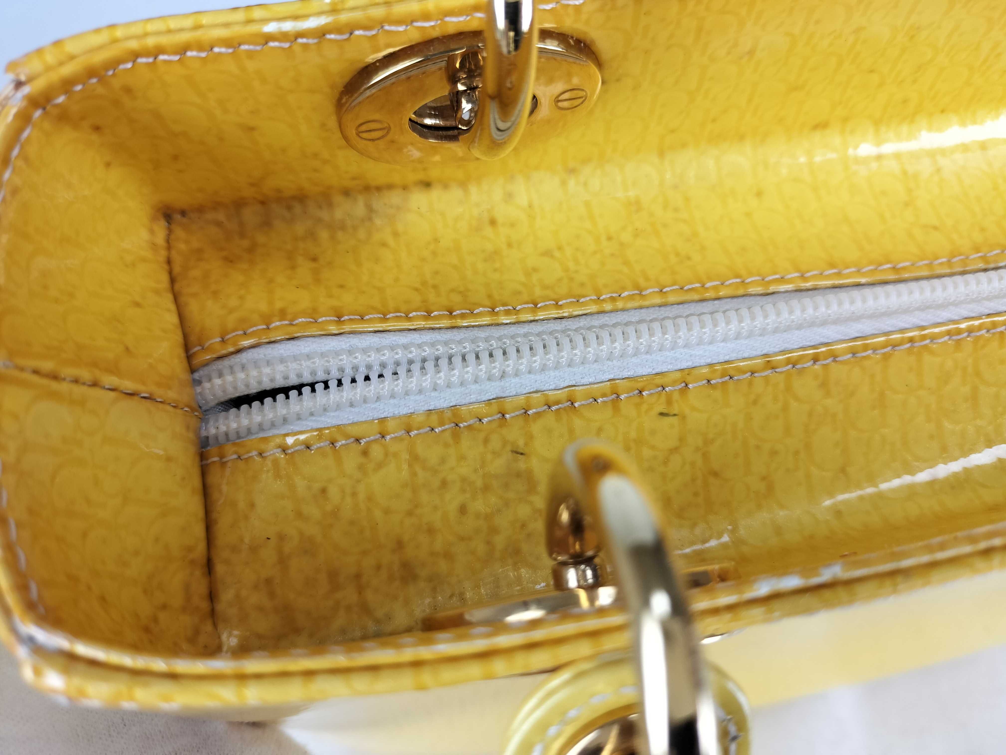 Lady Dior Trotter Lady Patent Leather Yellow Handbag — view 14