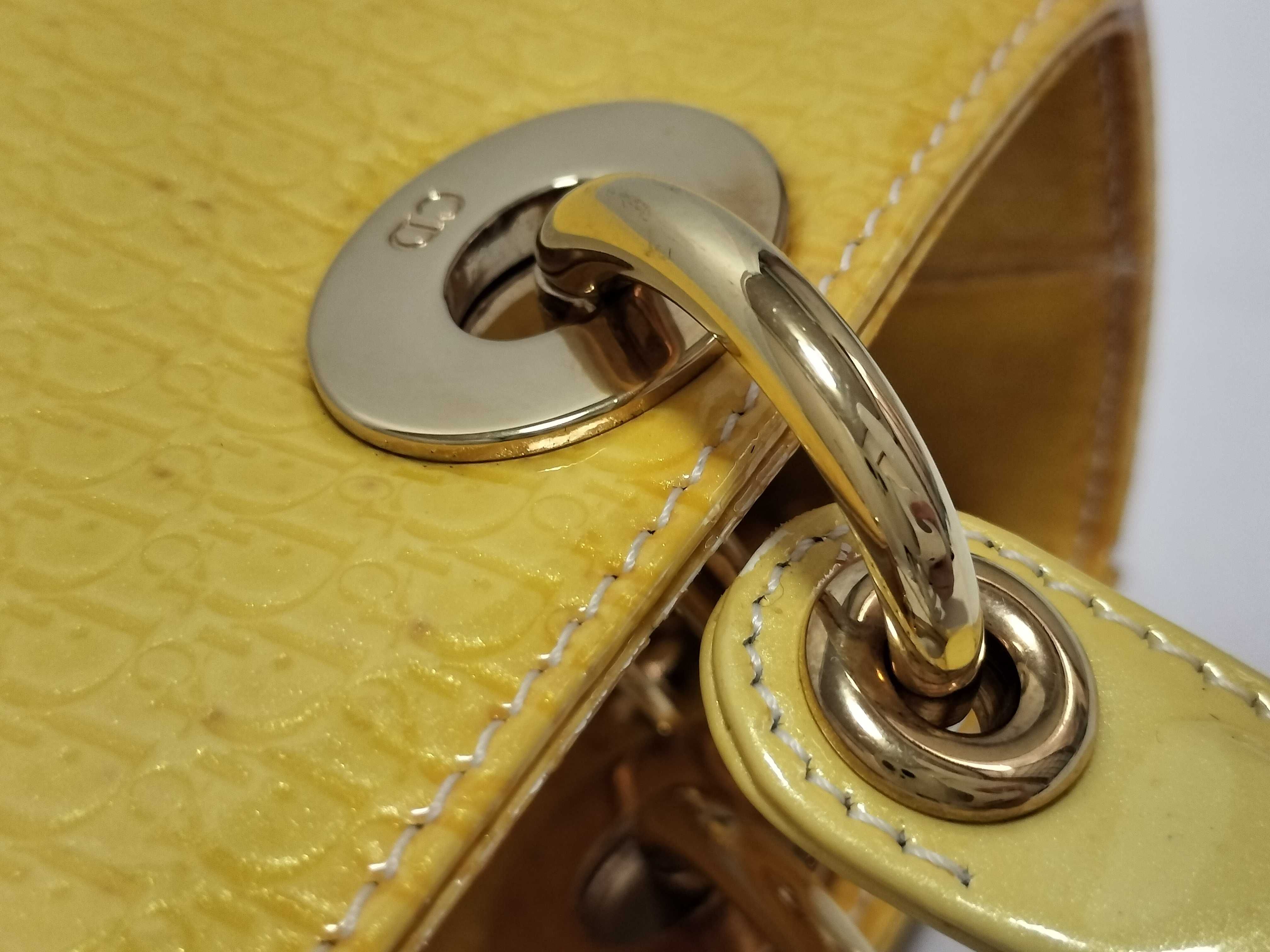 Lady Dior Trotter Lady Patent Leather Yellow Handbag — view 5