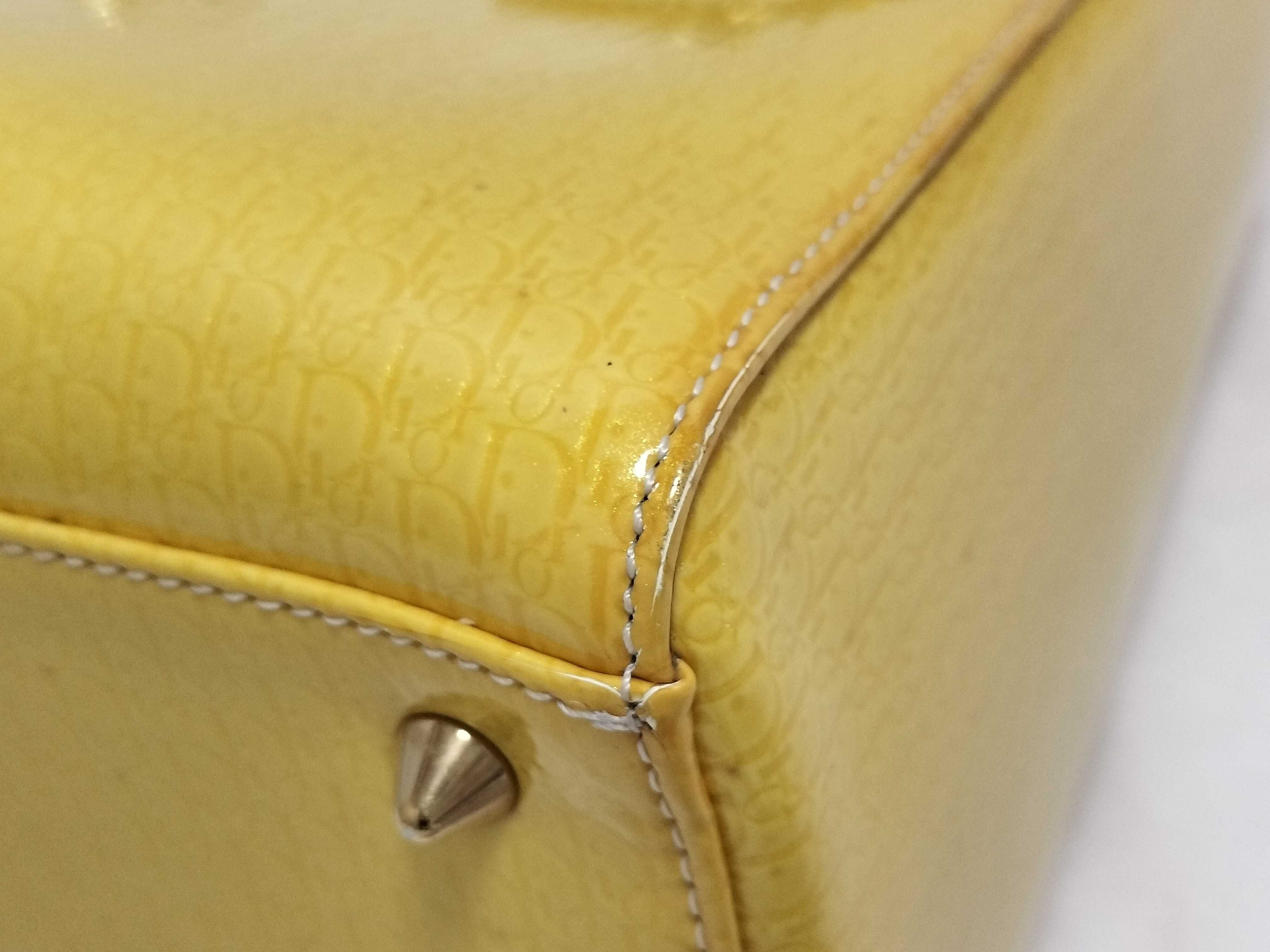 Lady Dior Trotter Lady Patent Leather Yellow Handbag — view 7