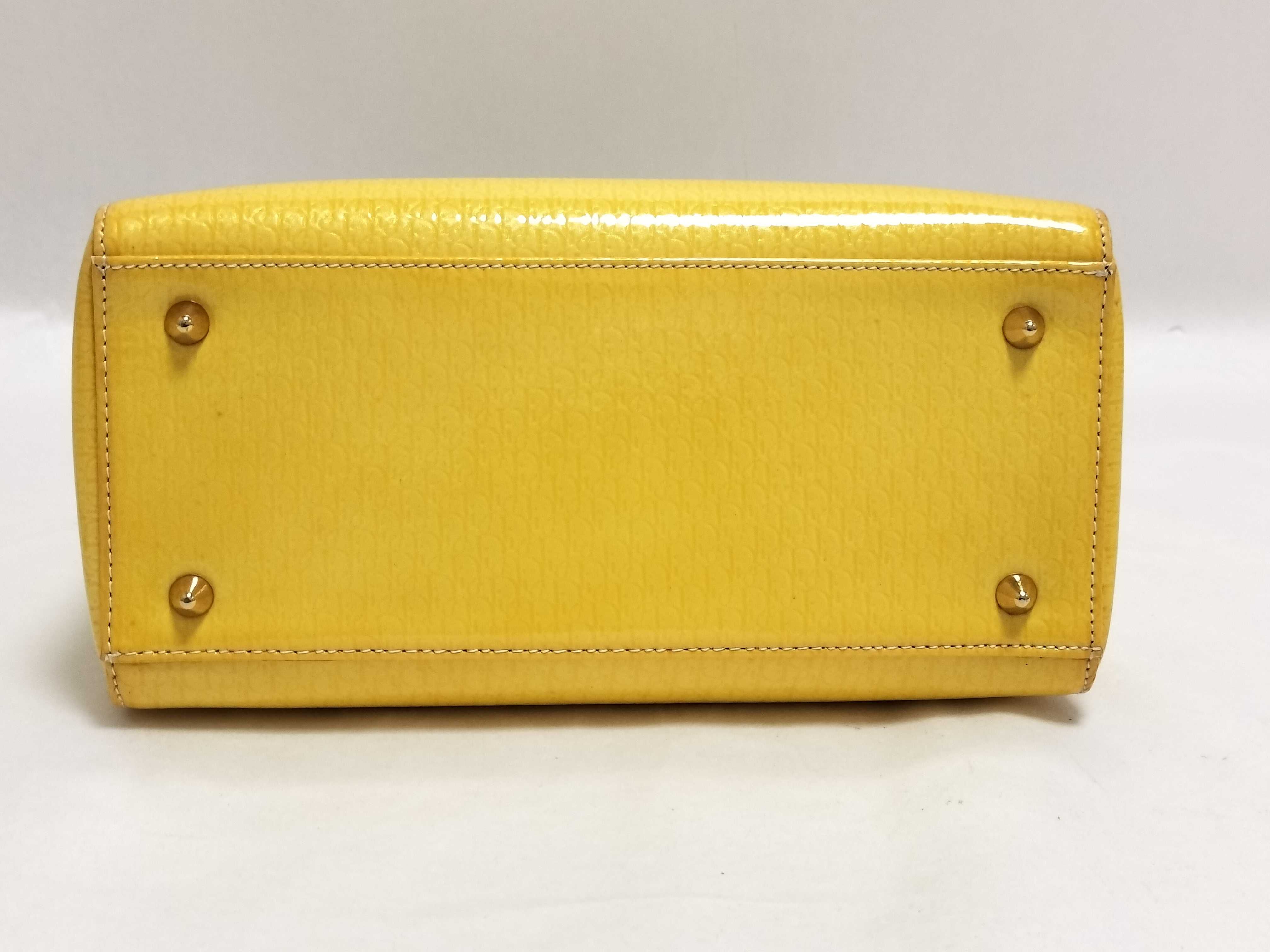 Lady Dior Trotter Lady Patent Leather Yellow Handbag — view 8