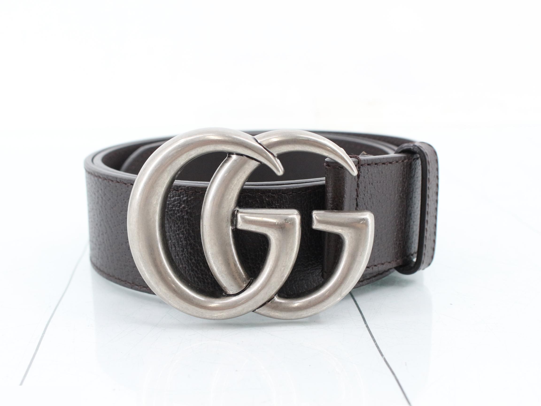 Double G buckle leather belt 406831