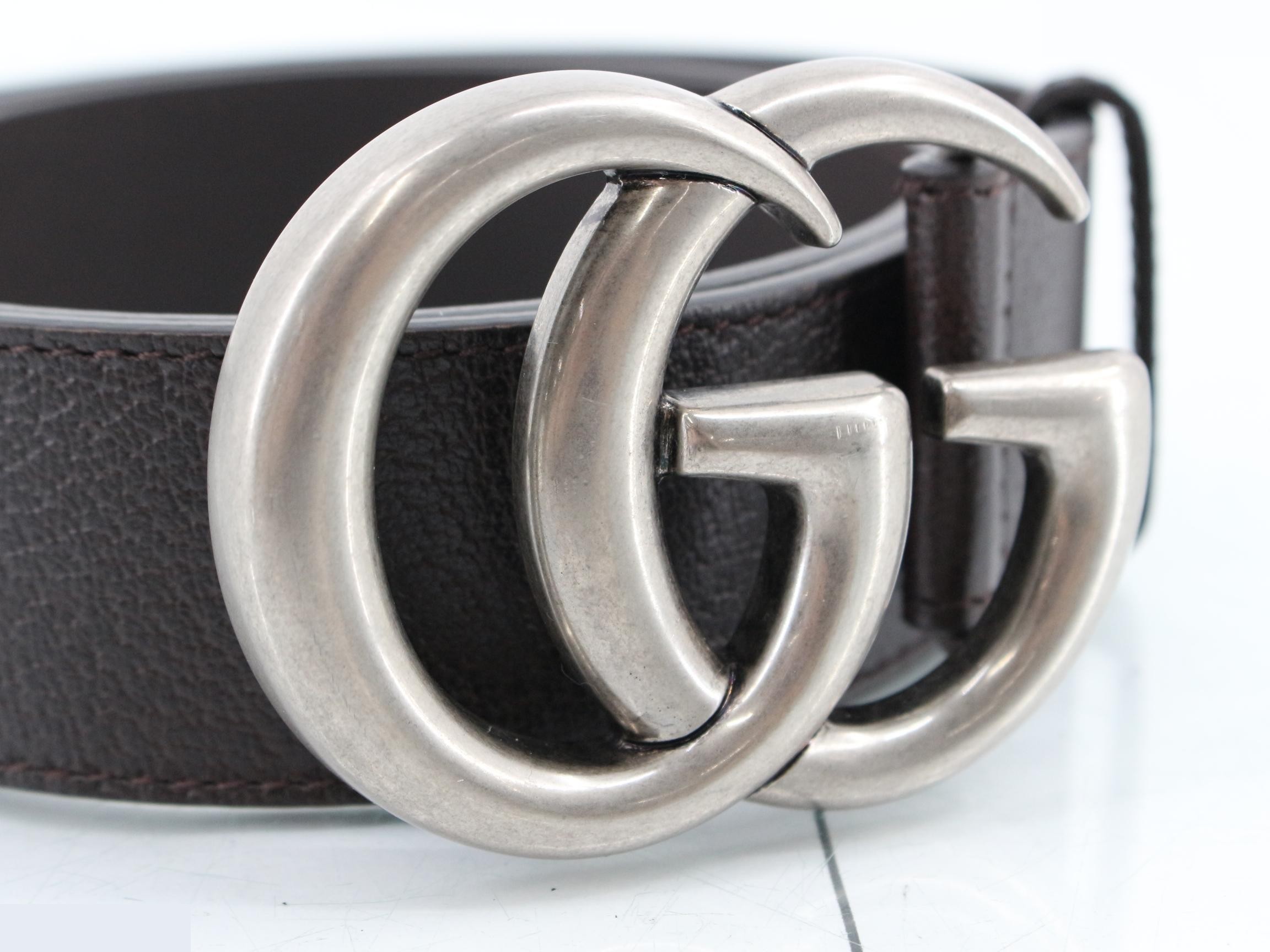 Double G buckle leather belt 406831 — view 3