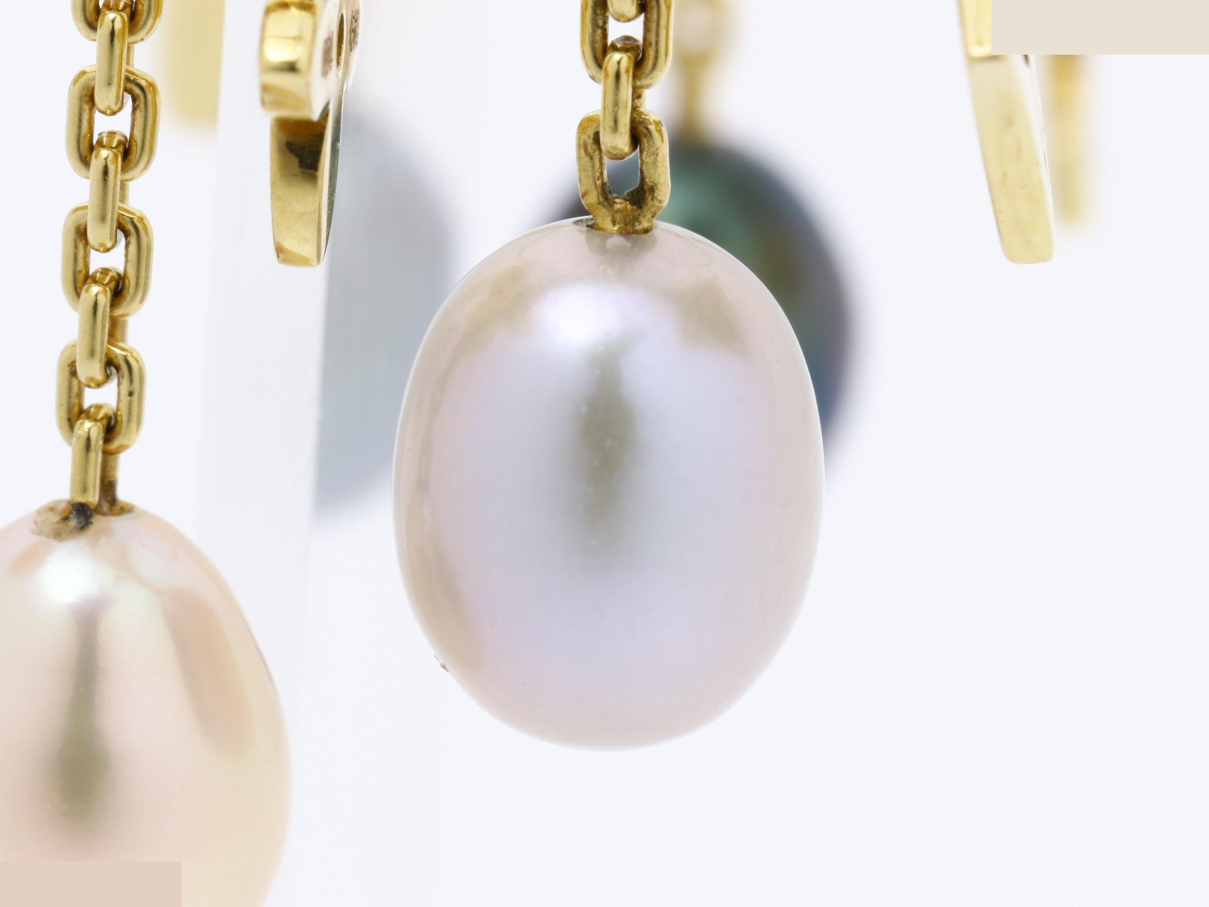 Creole Monogram Freshwater Pearl Hoop Earrings — view 2