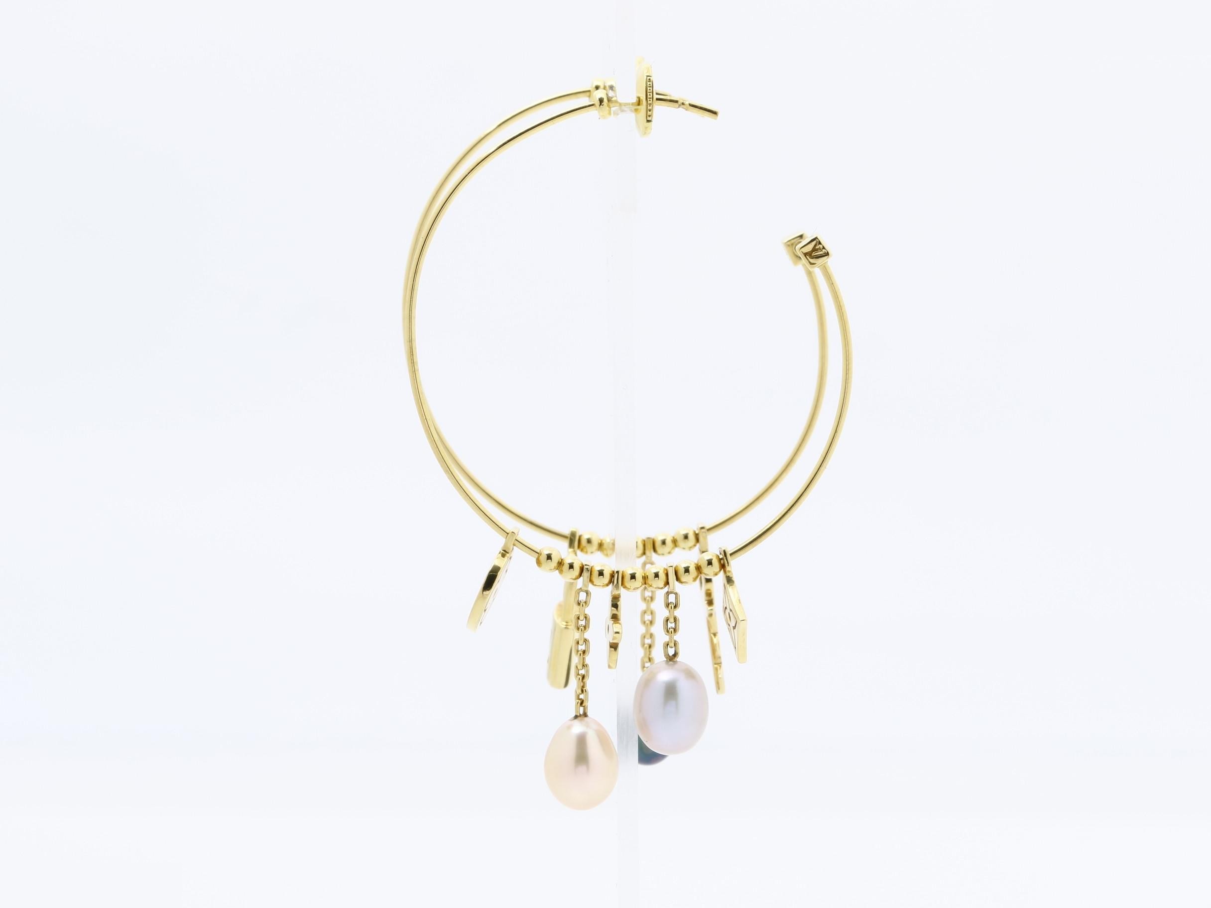 Creole Monogram Freshwater Pearl Hoop Earrings — view 5