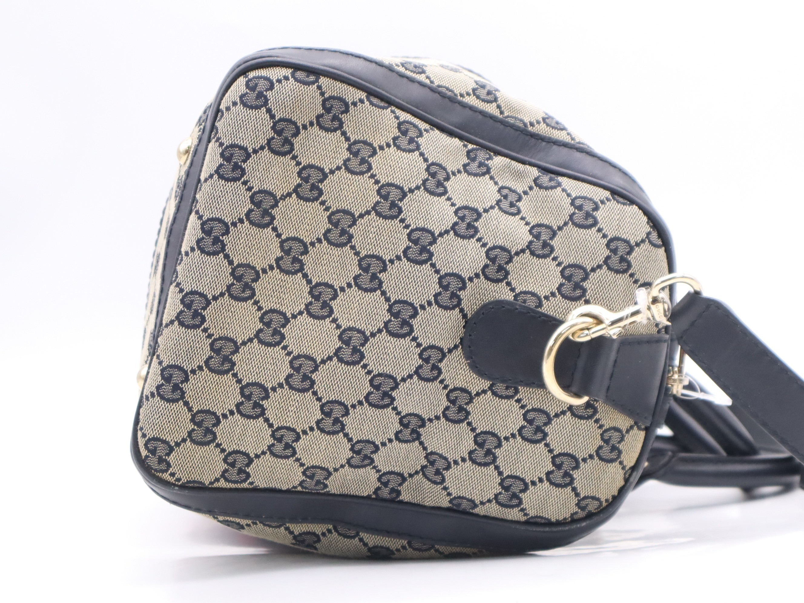 GG Canvas Boston Bag with Shoulder Strap, Beige/Black — view 5