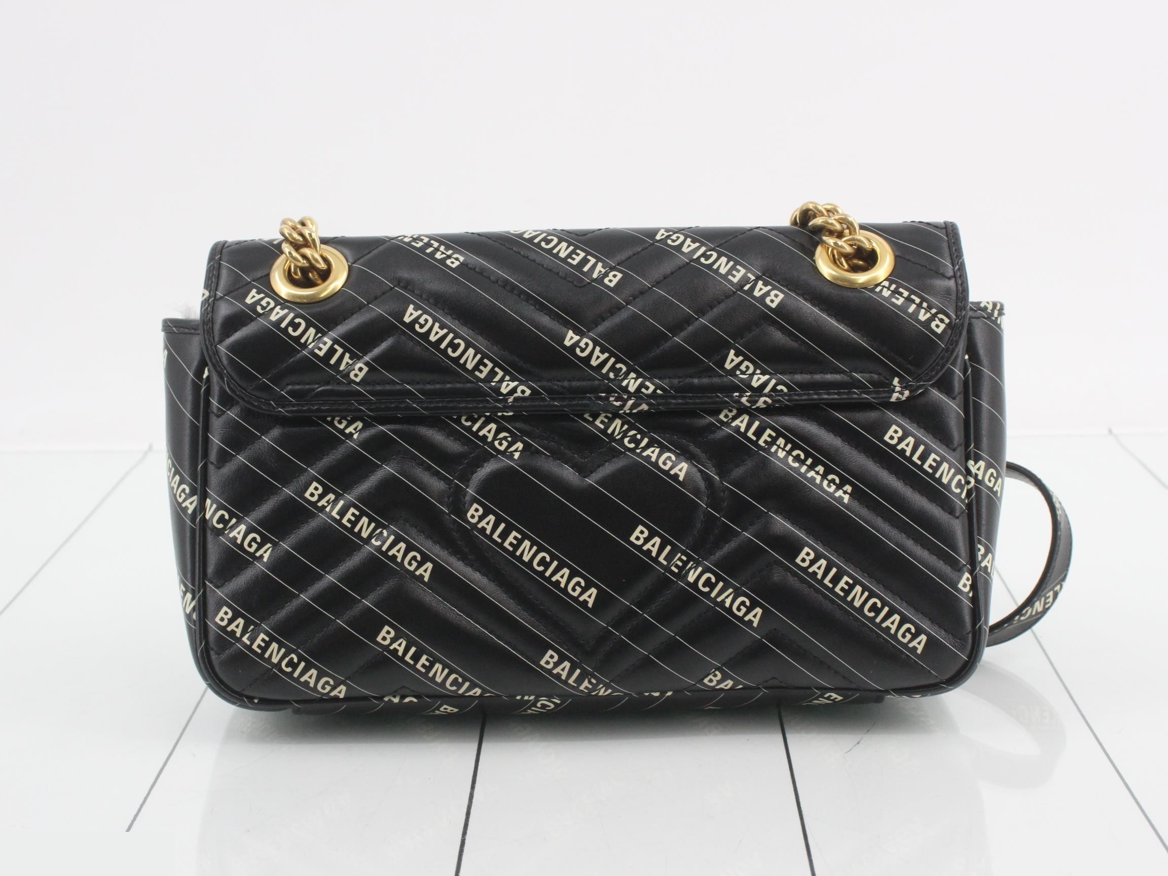 Balenciaga collaboration GG Marmont chain shoulder bag, black — view 2