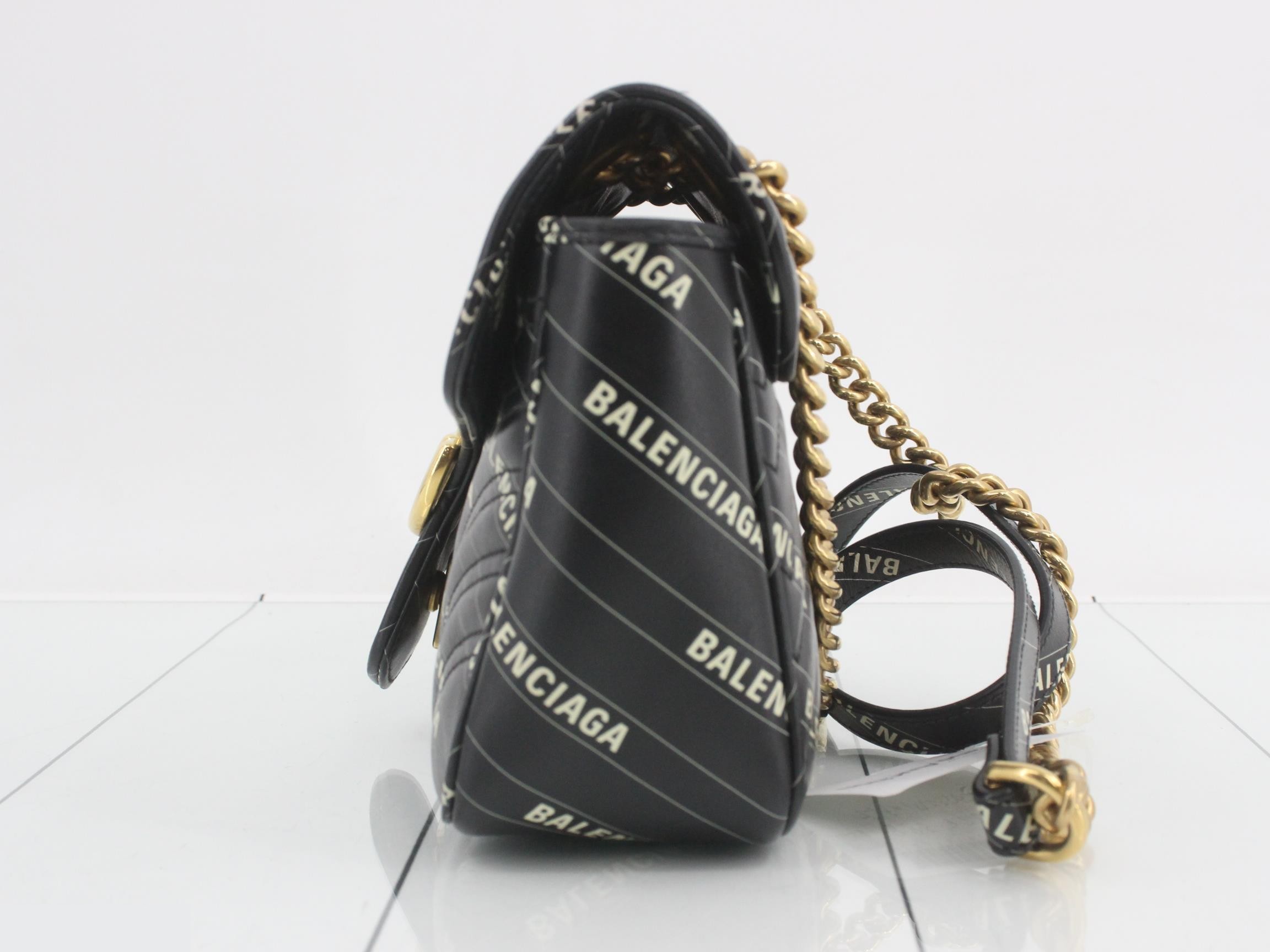 Balenciaga collaboration GG Marmont chain shoulder bag, black — view 3