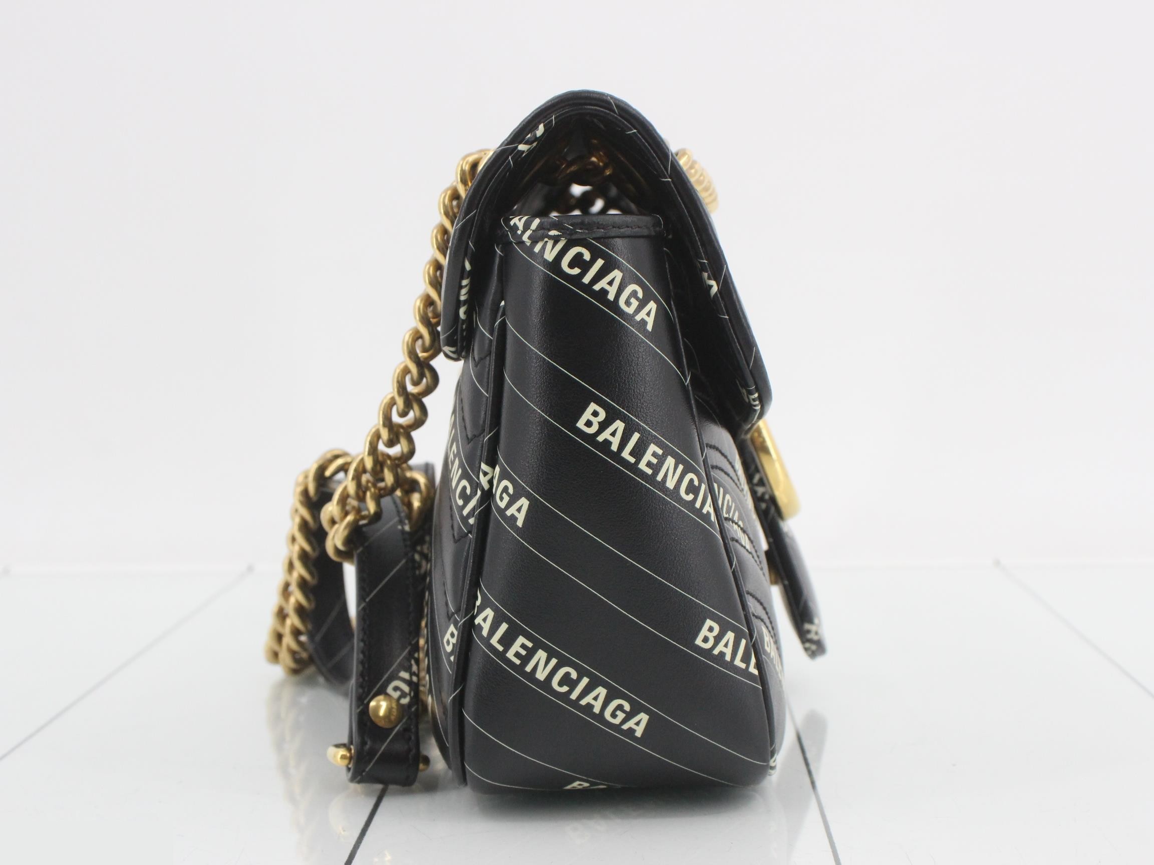 Balenciaga collaboration GG Marmont chain shoulder bag, black — view 4