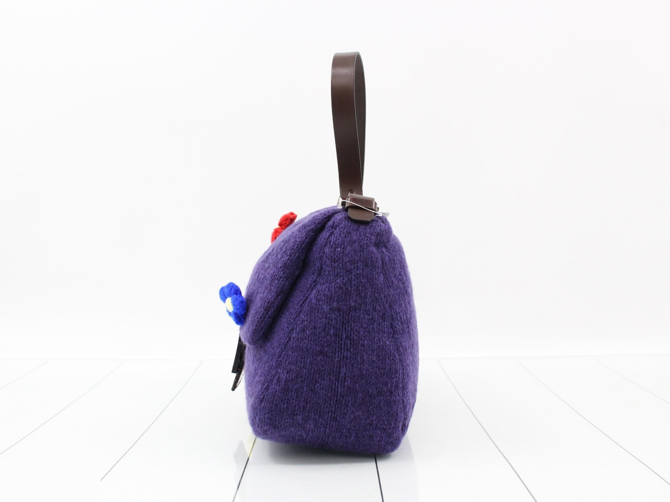 Mamma Baguette Felt Flower One-Shoulder Bag, Purple — view 3