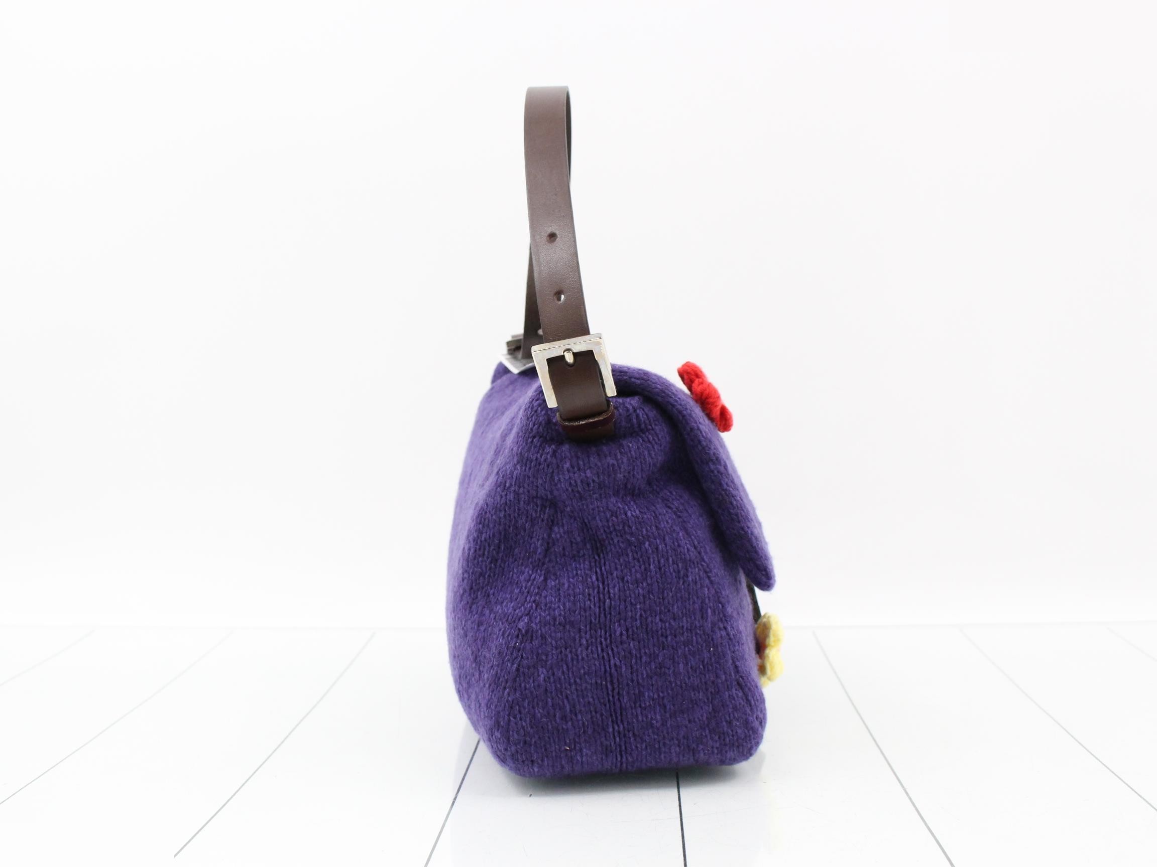 Mamma Baguette Felt Flower One-Shoulder Bag, Purple — view 4