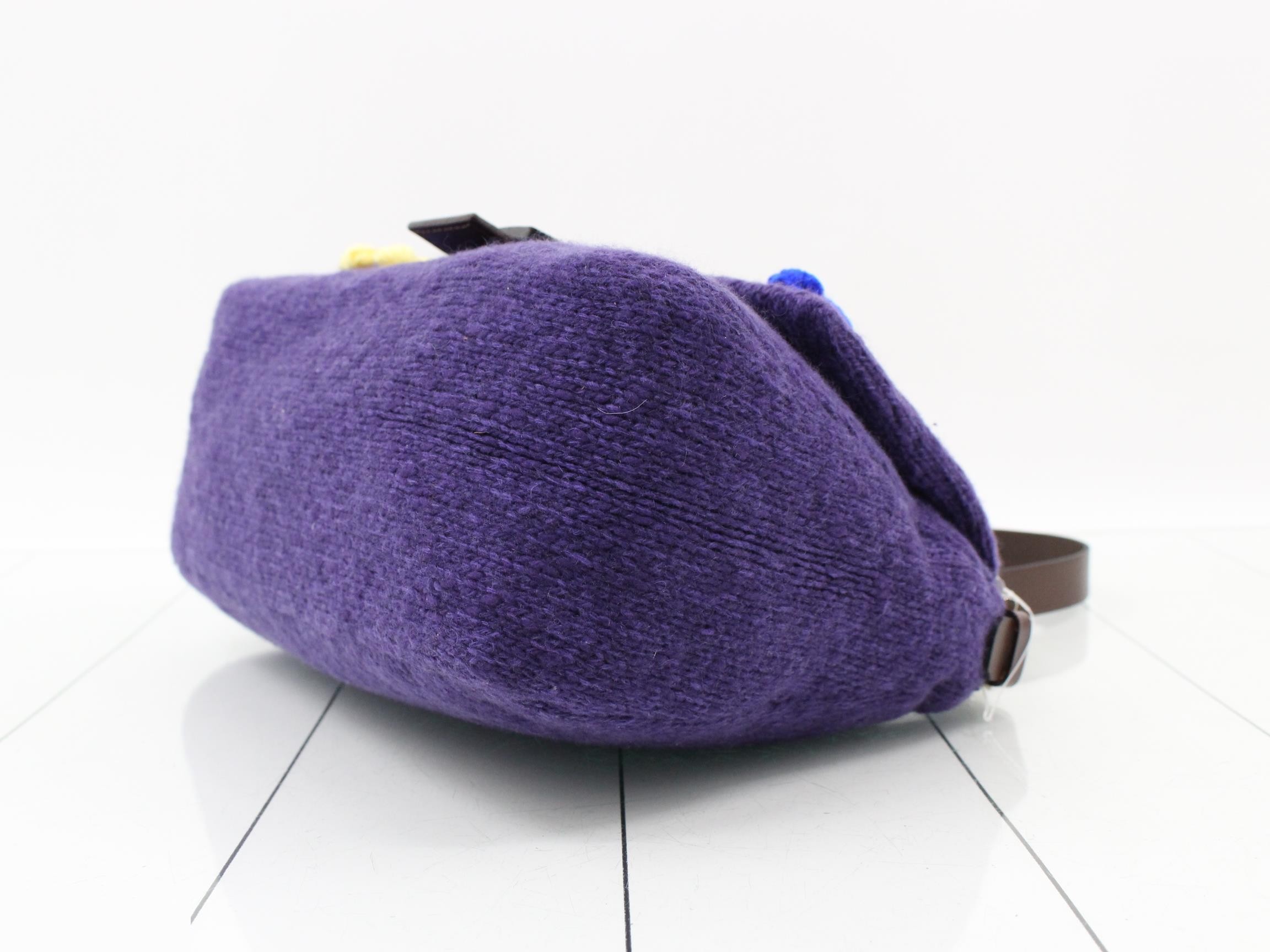 Mamma Baguette Felt Flower One-Shoulder Bag, Purple — view 6