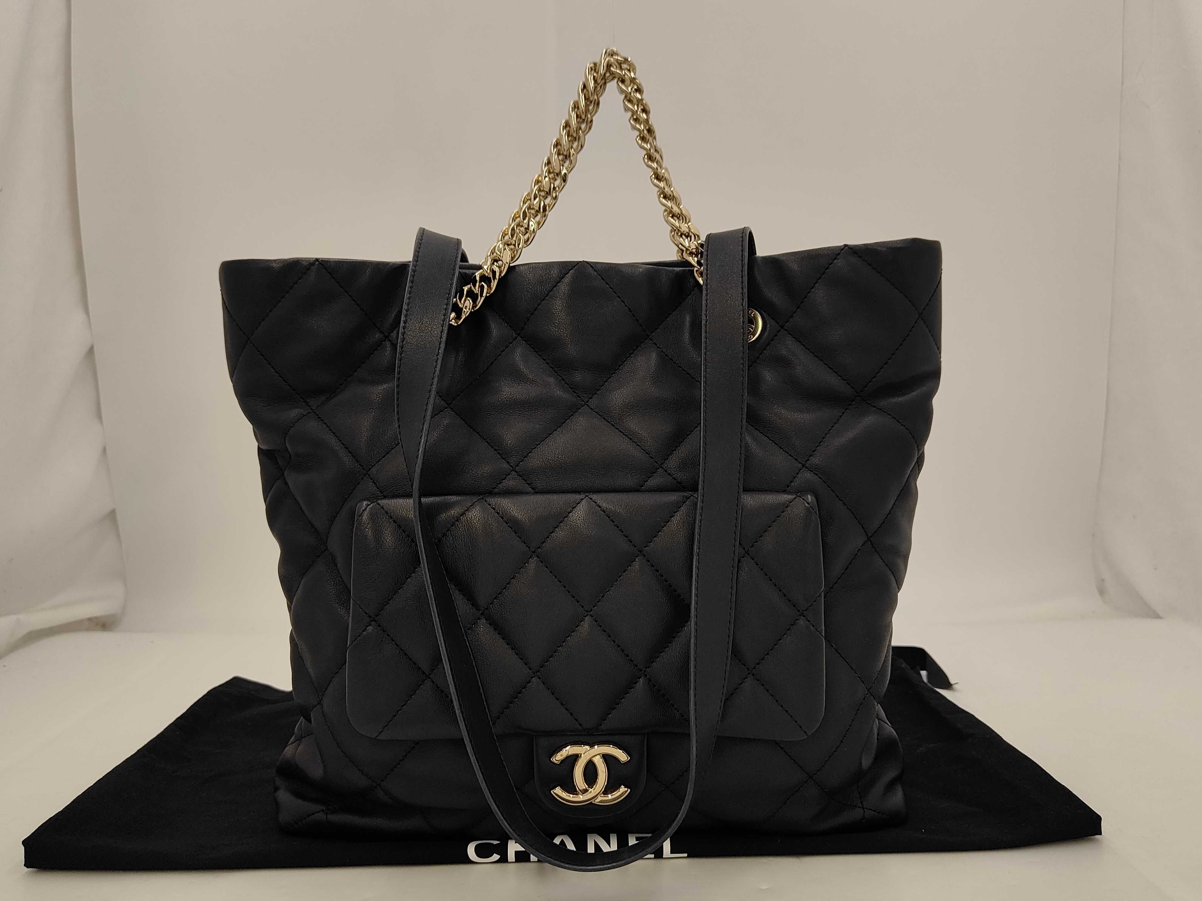 AS4359 Chain Tote Bag, Calfskin Shoulder Bag