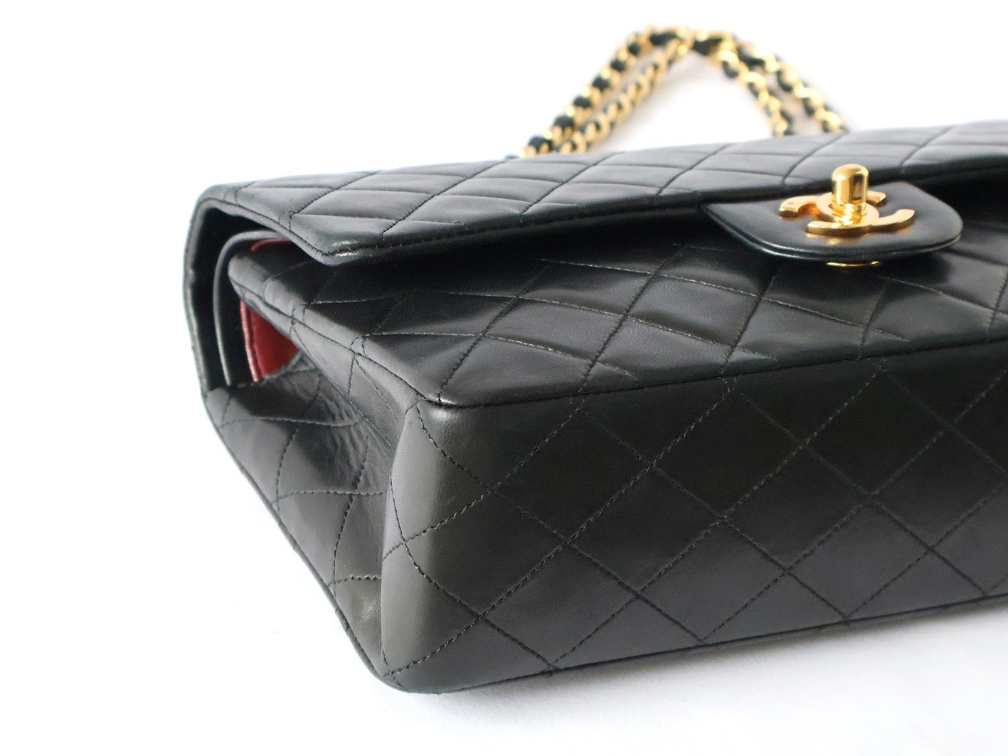 Matelassé 25 Lambskin Double Flap Double Chain Shoulder Bag, Black — view 3