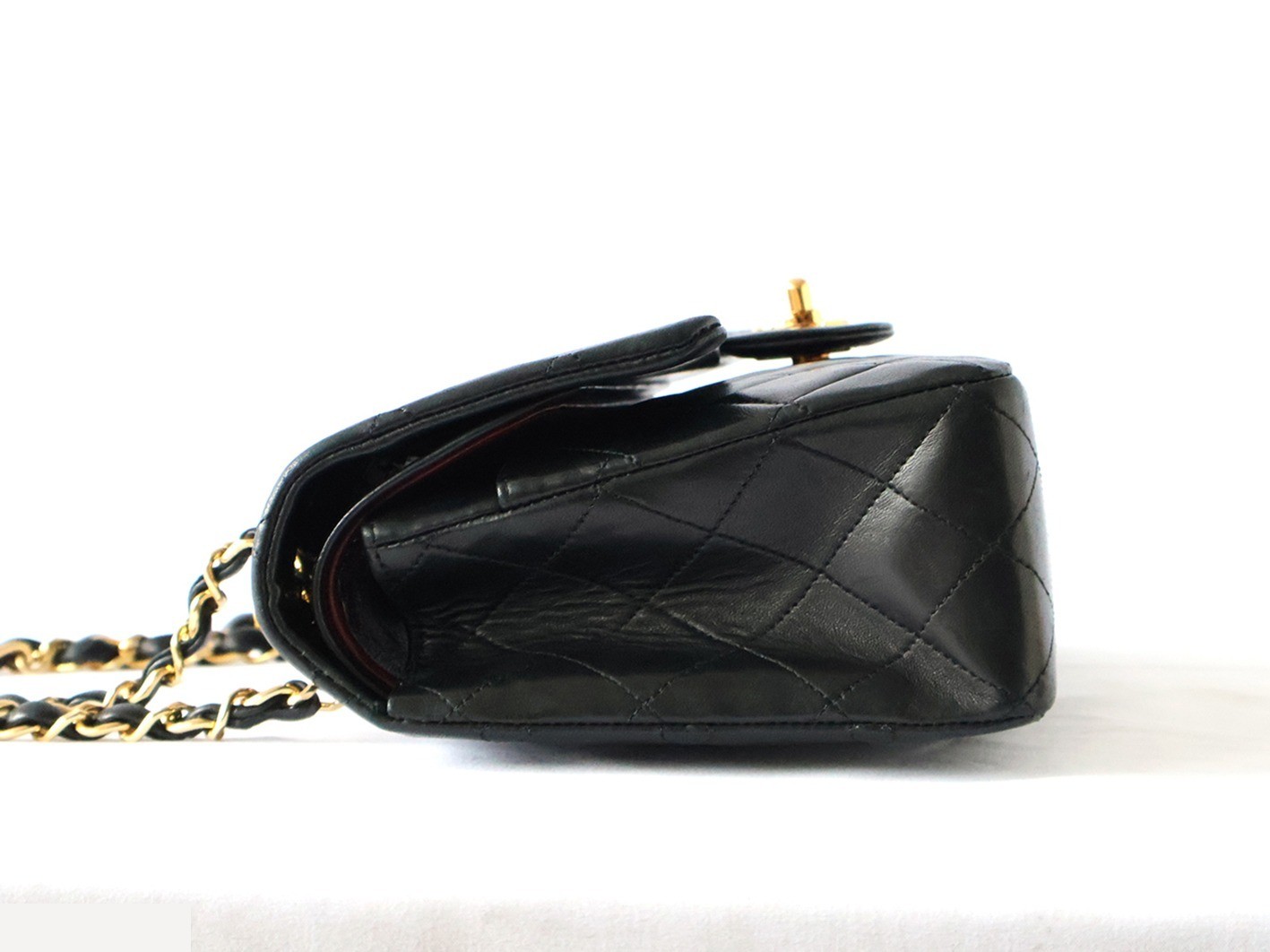 Matelassé 25 Lambskin Double Flap Double Chain Shoulder Bag, Black — view 6