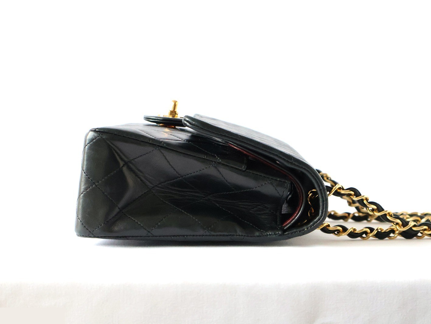 Matelassé 25 Lambskin Double Flap Double Chain Shoulder Bag, Black — view 7