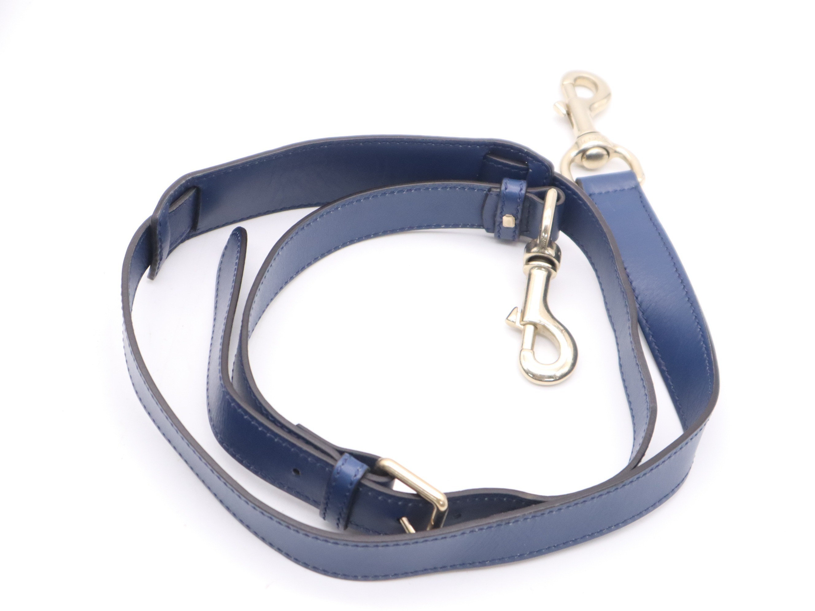 Leather Diamante pattern handbag, navy, gold hardware, shoulder strap. — view 8
