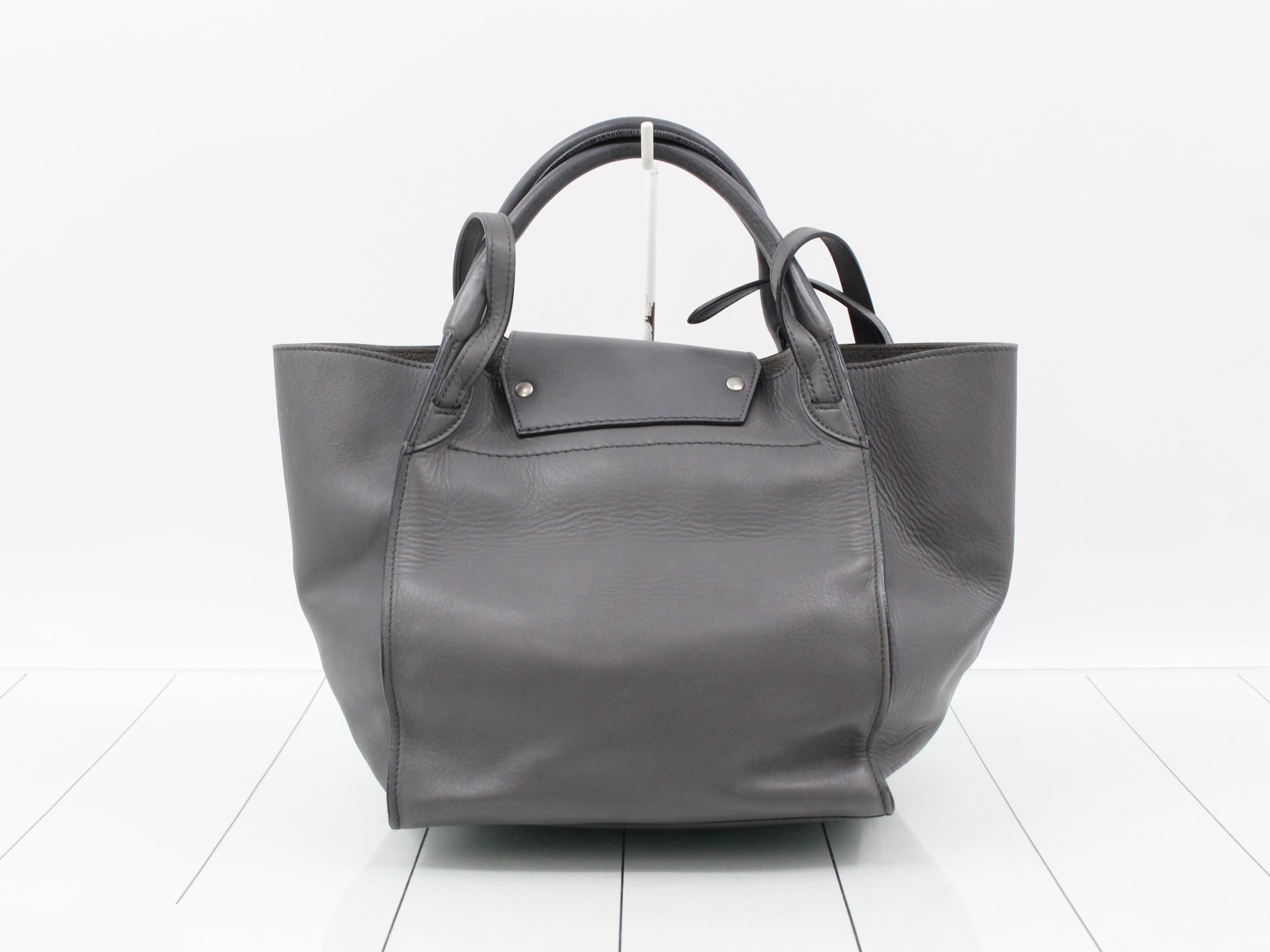 Big Bag Small Leather 2-Way Shoulder/Handbag, Gray — view 2