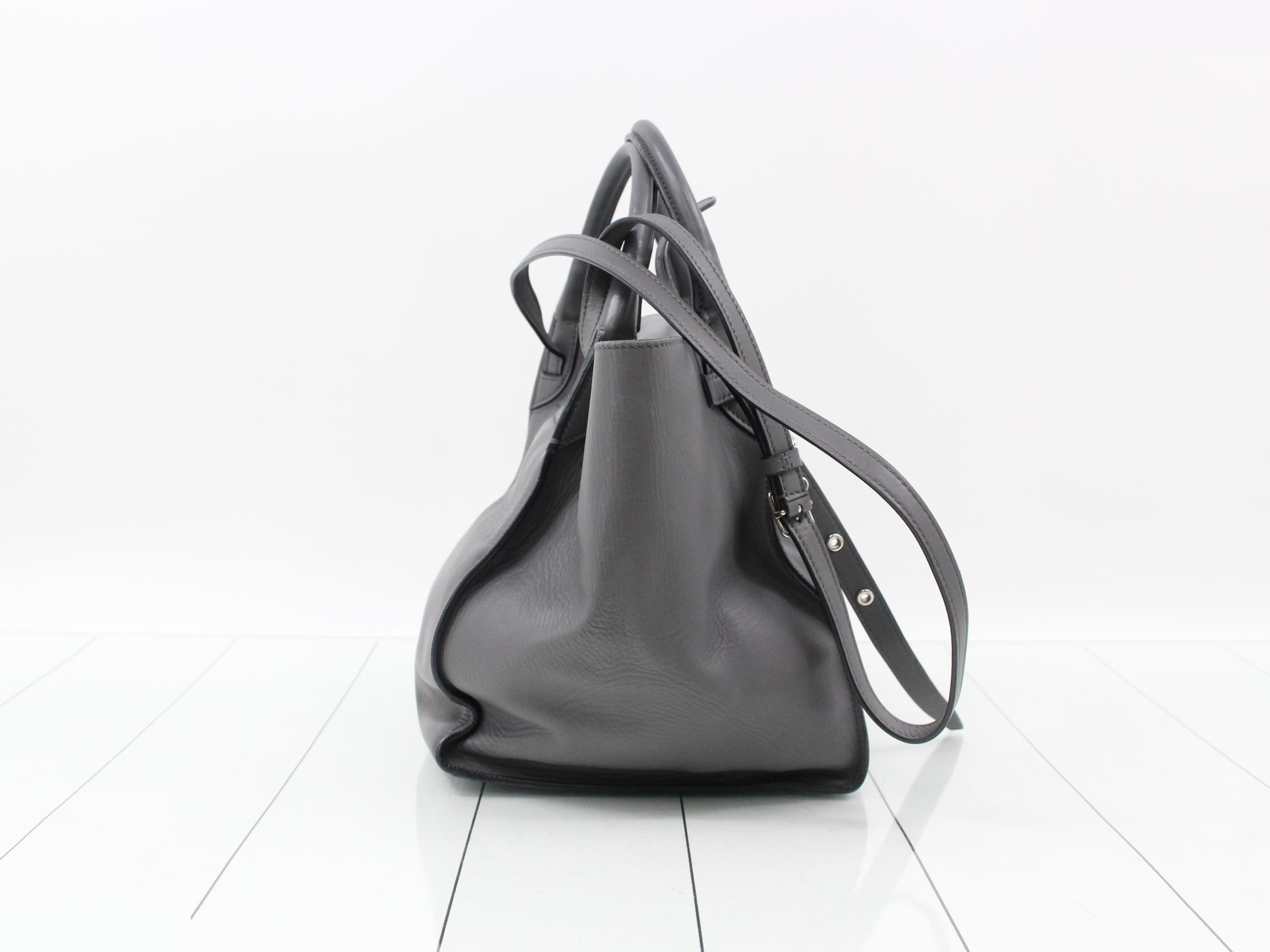 Big Bag Small Leather 2-Way Shoulder/Handbag, Gray — view 4