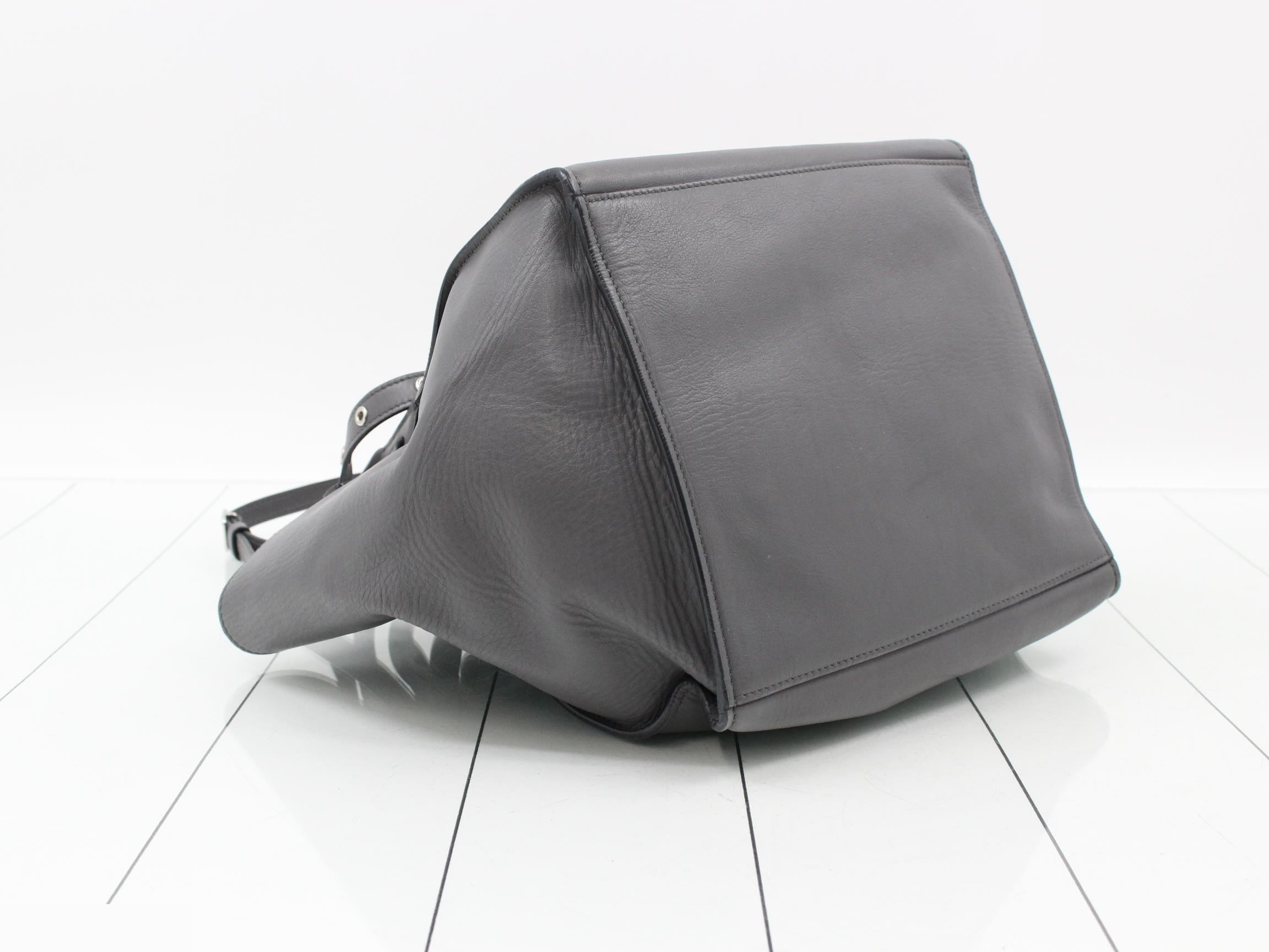Big Bag Small Leather 2-Way Shoulder/Handbag, Gray — view 5