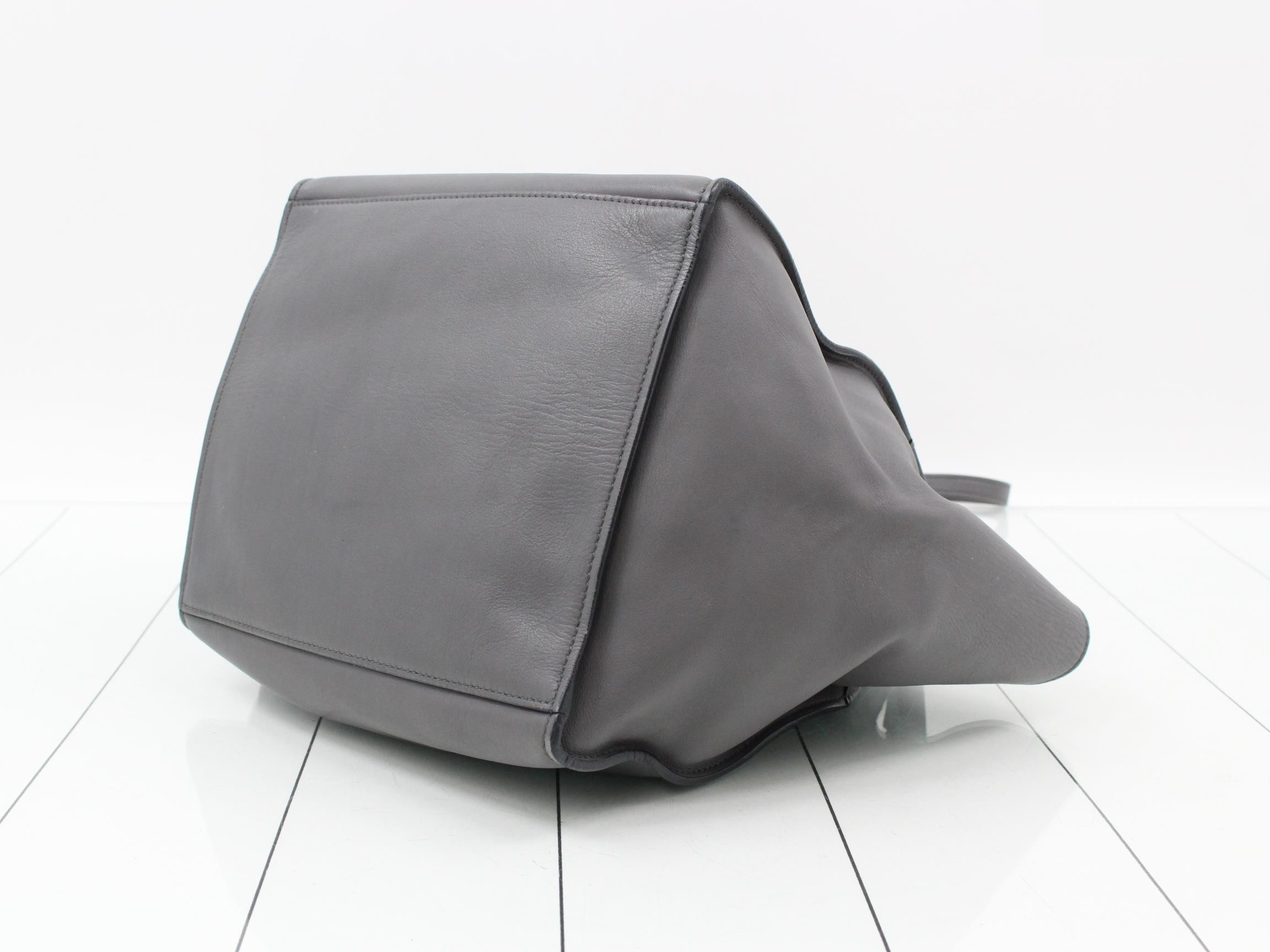 Big Bag Small Leather 2-Way Shoulder/Handbag, Gray — view 6