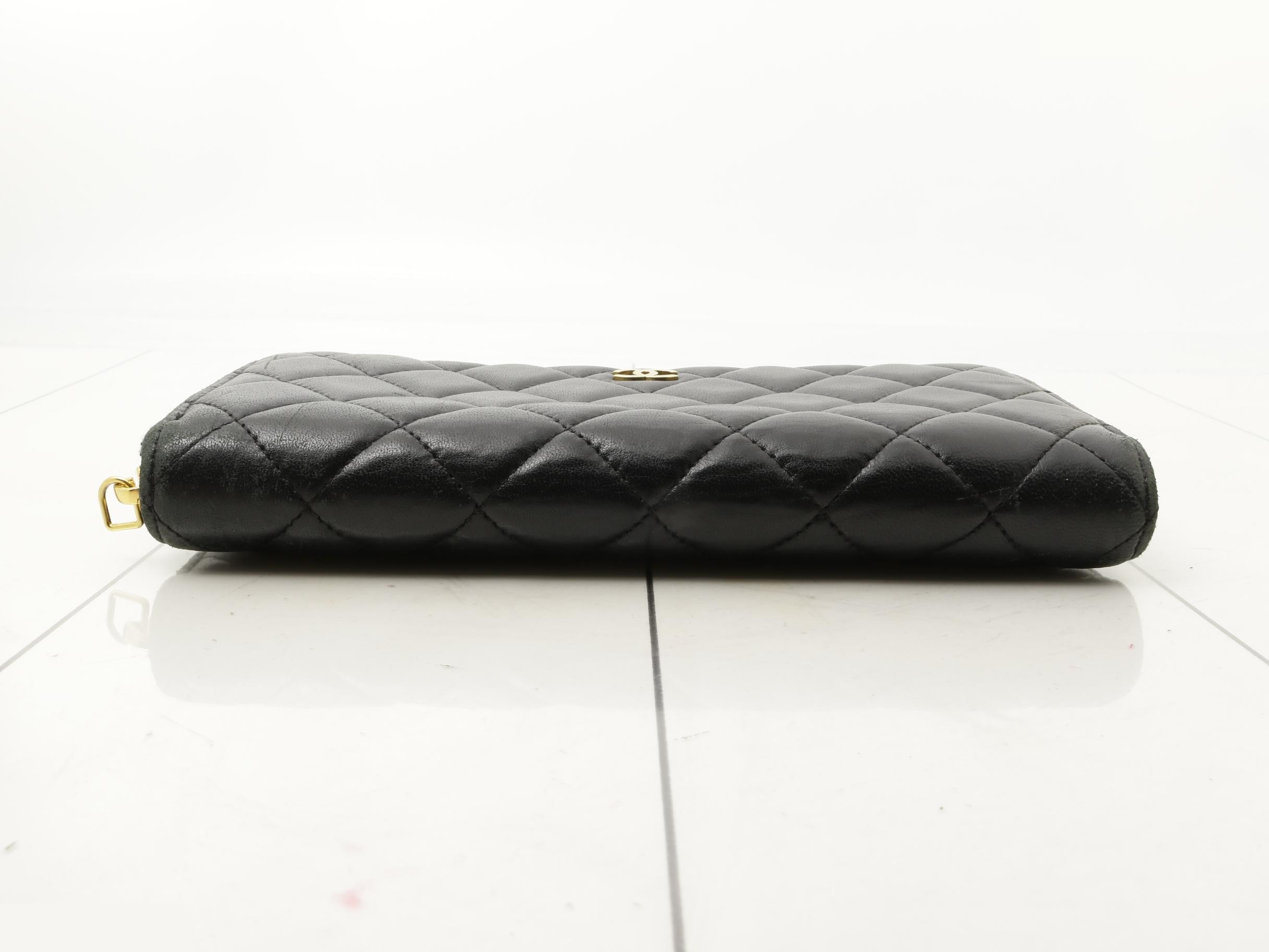 Round zipper long wallet, black — view 3
