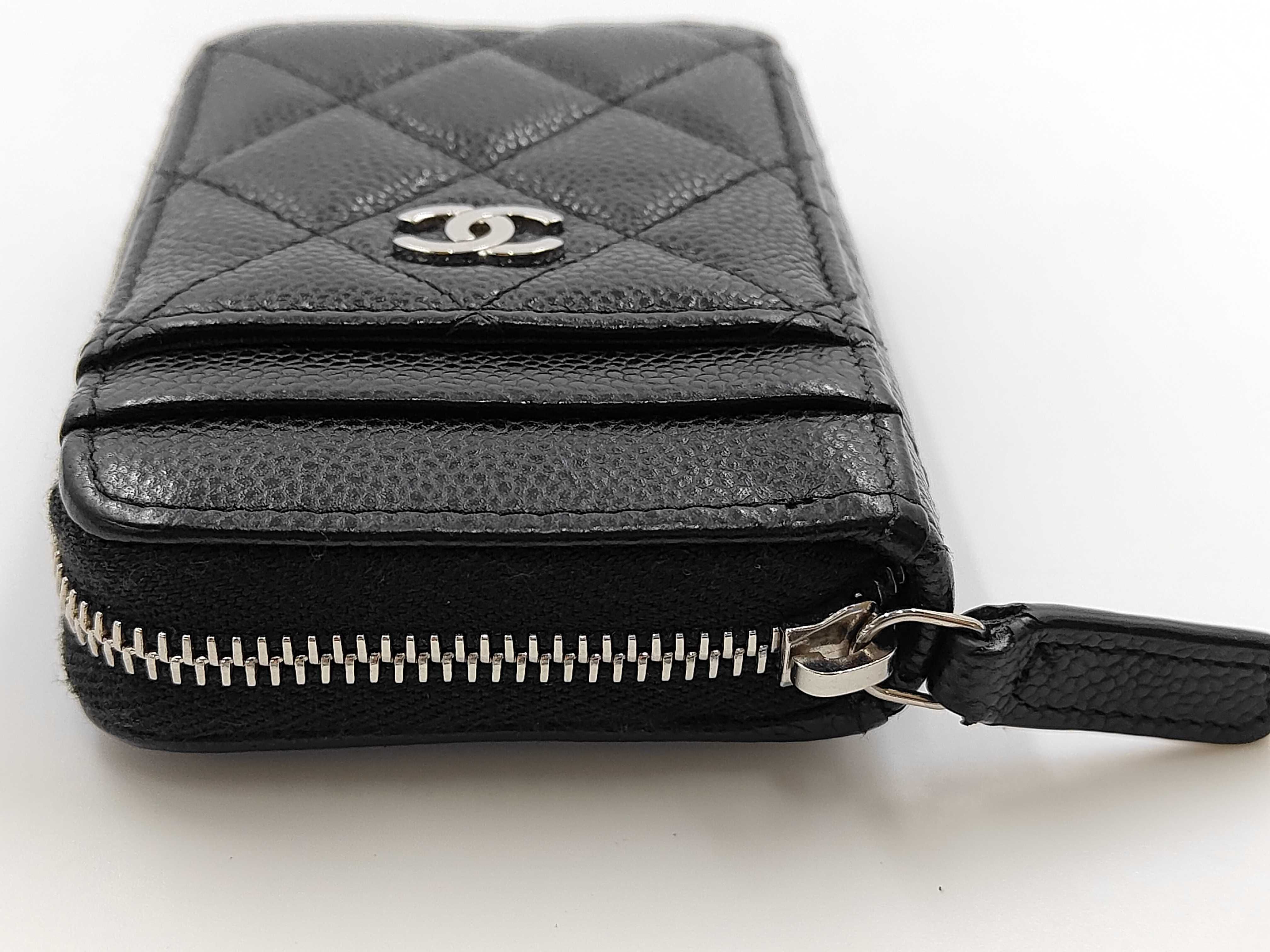 Matelassé Zip Wallet, Caviar Leather, Black, Series 30 Coin Case — view 6