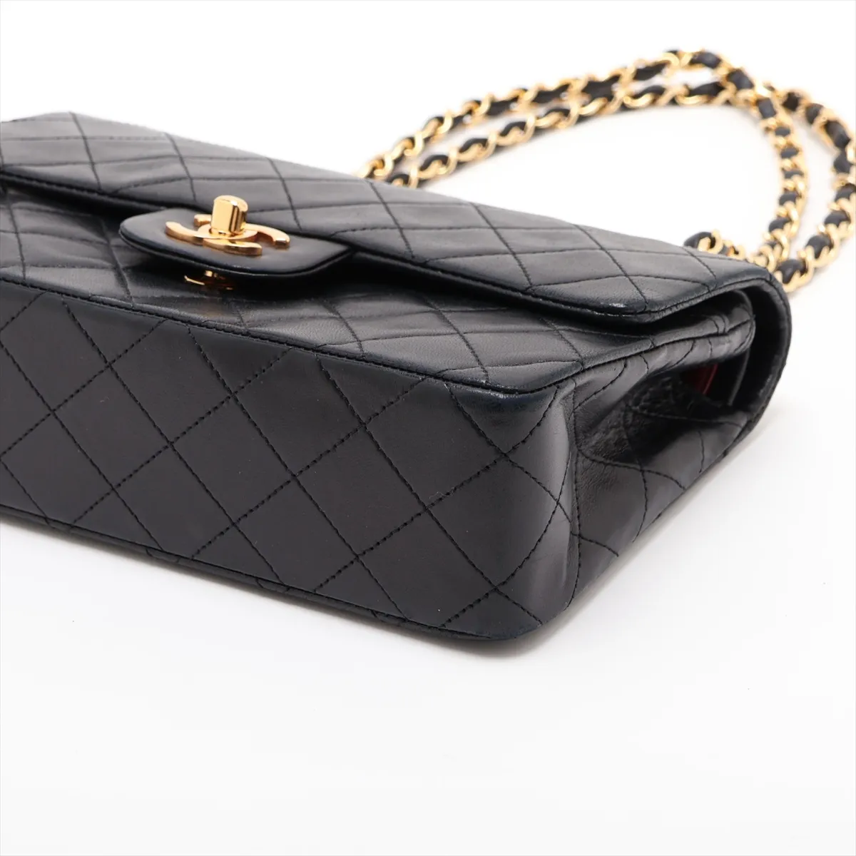 Matelassé 23 Small Lambskin Double Flap Double Chain Bag, Black with Gold Hardware, 0686939, Serial Number 0-series, A01113 — view 3