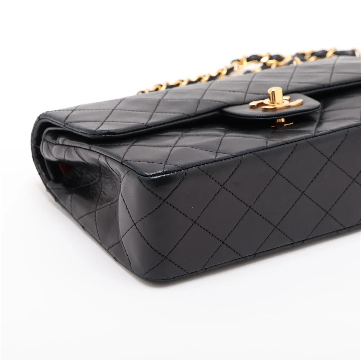 Matelassé 23 Small Lambskin Double Flap Double Chain Bag, Black with Gold Hardware, 0686939, Serial Number 0-series, A01113 — view 4