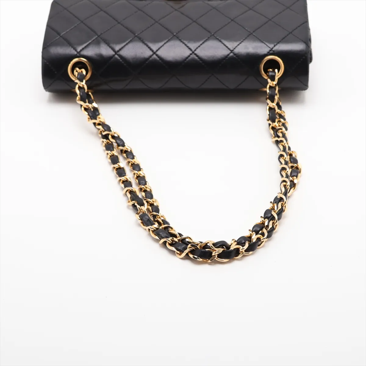 Matelassé 23 Small Lambskin Double Flap Double Chain Bag, Black with Gold Hardware, 0686939, Serial Number 0-series, A01113 — view 5