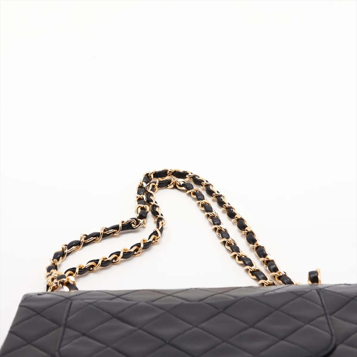 Matelassé 23 Small Lambskin Double Flap Double Chain Bag, Black with Gold Hardware, 0686939, Serial Number 0-series, A01113 — view 6