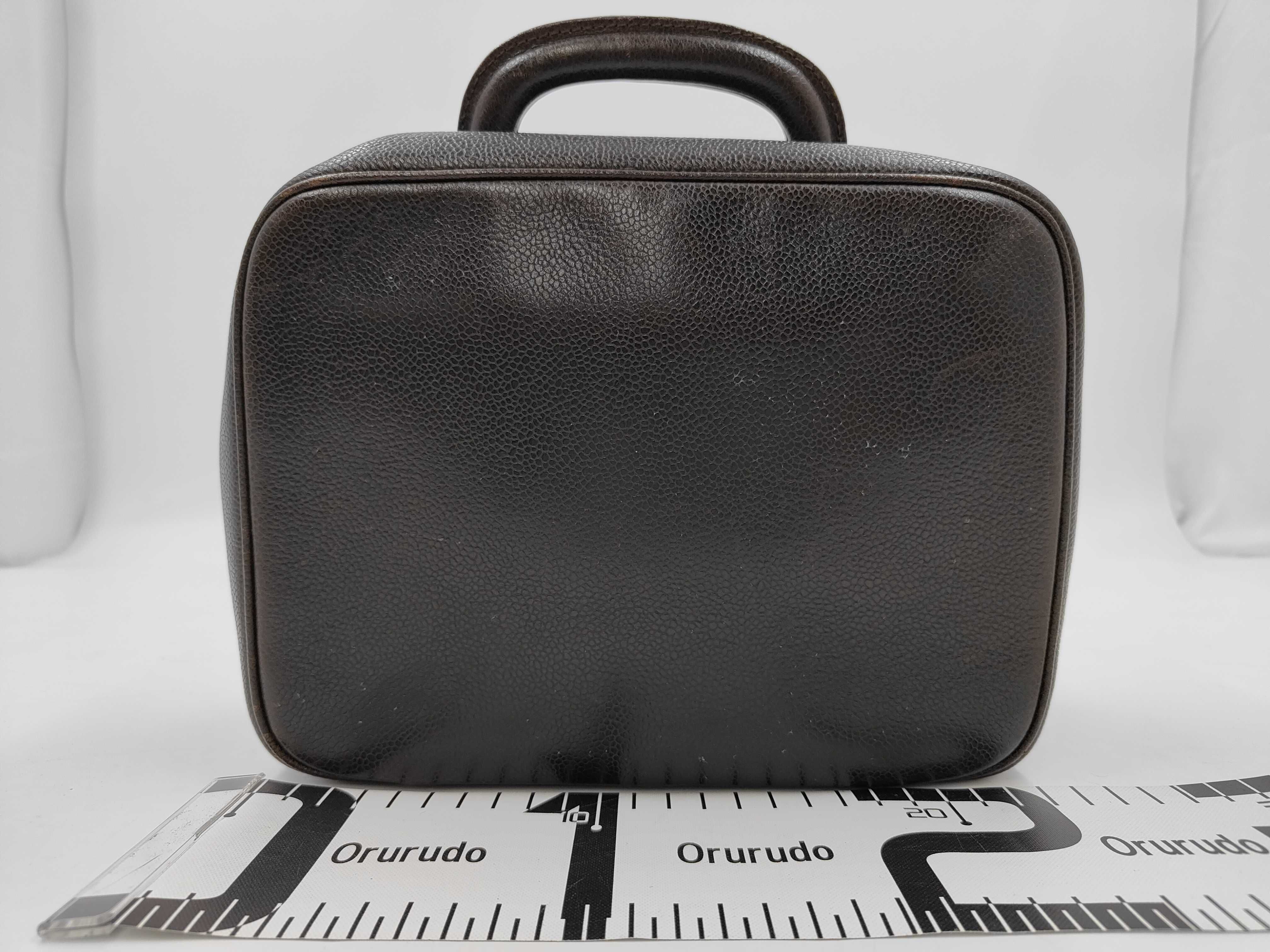 Caviar Skin Coco Mark Vanity Bag with Gold Hardware, Brown — view 2