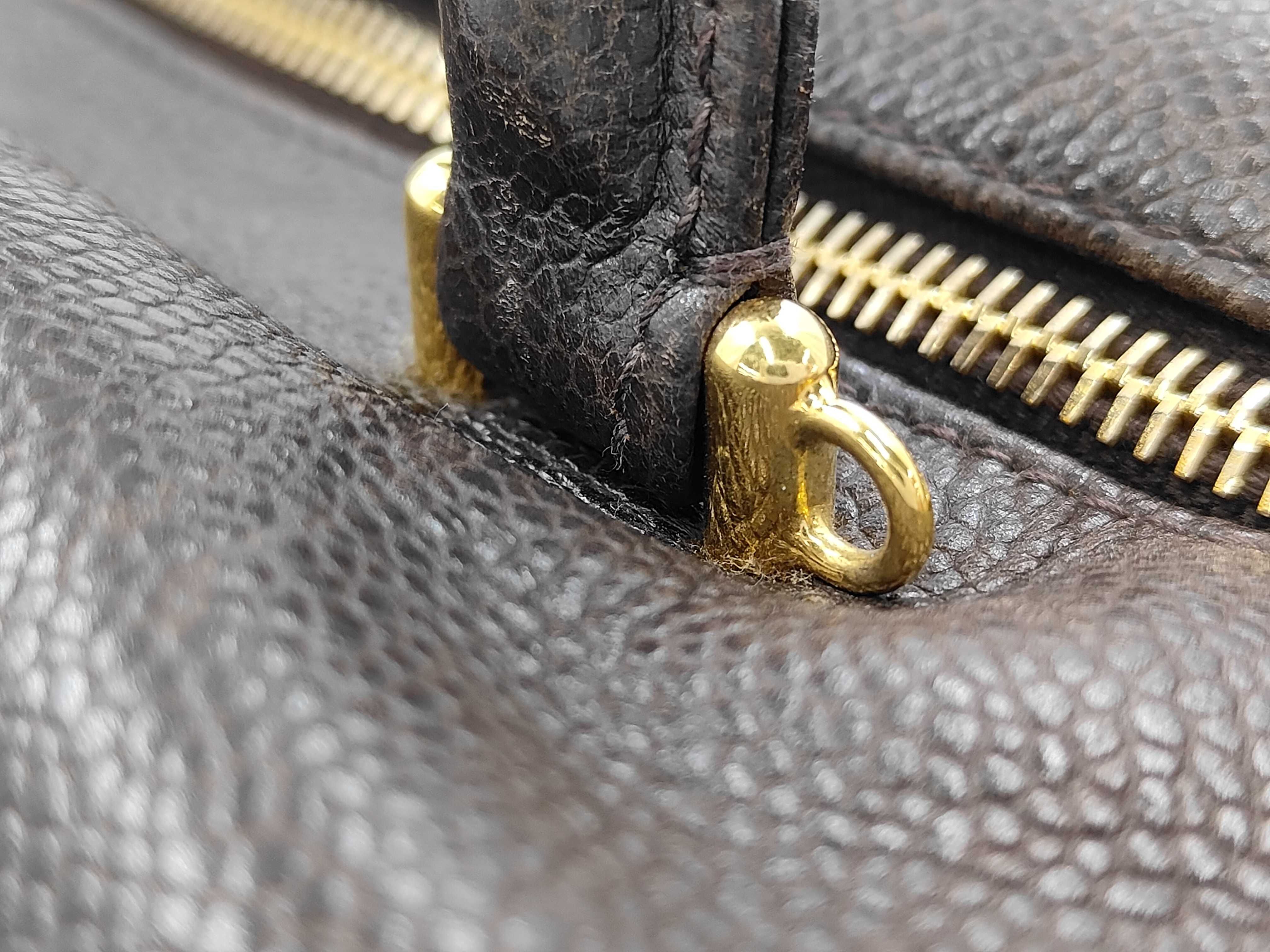 Caviar Skin Coco Mark Vanity Bag with Gold Hardware, Brown — view 7