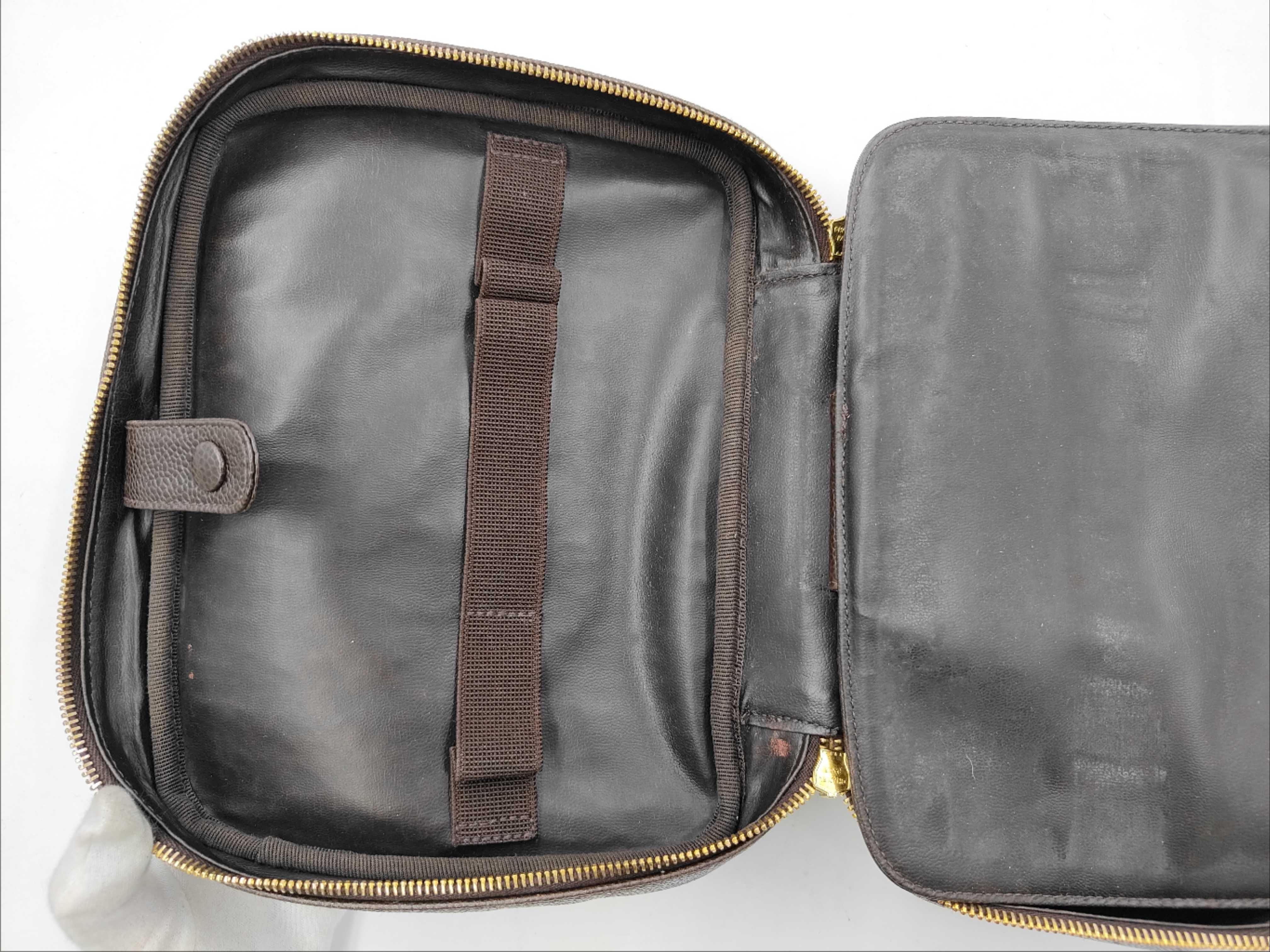 Caviar Skin Coco Mark Vanity Bag with Gold Hardware, Brown — view 10
