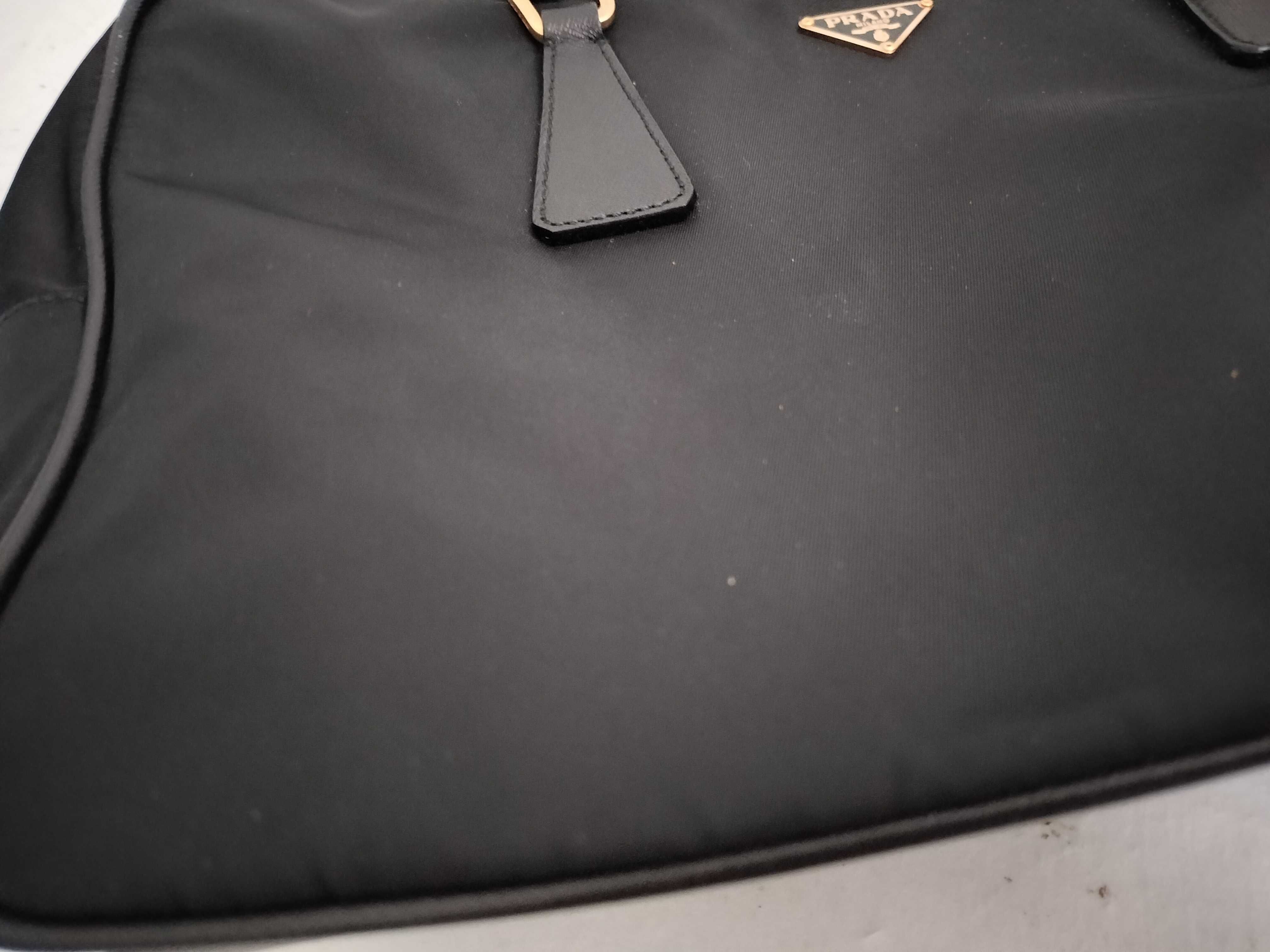 Triangular Plate Nylon x Leather Black Gold Hardware 26 Handbag — view 15