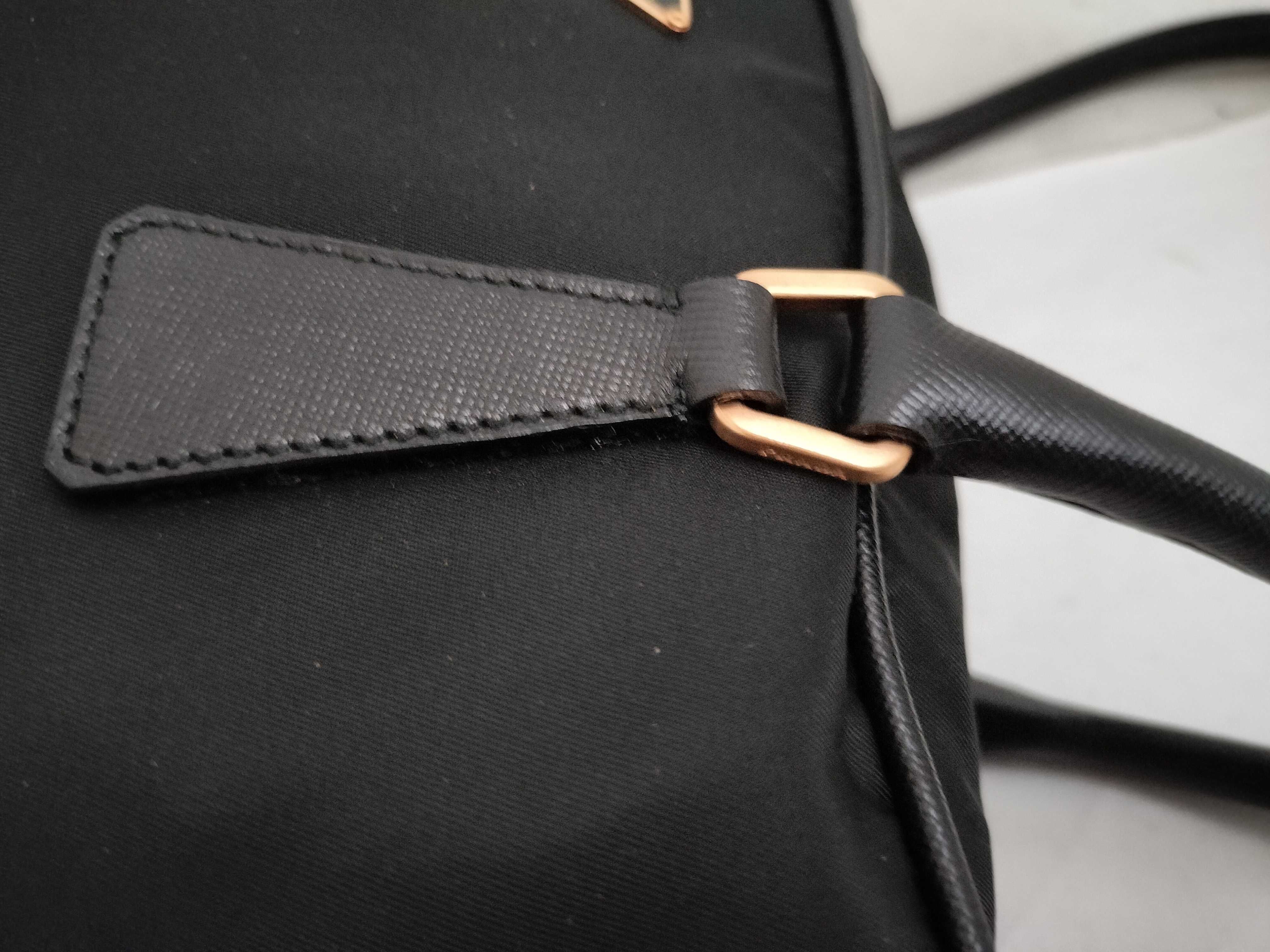 Triangular Plate Nylon x Leather Black Gold Hardware 26 Handbag — view 5