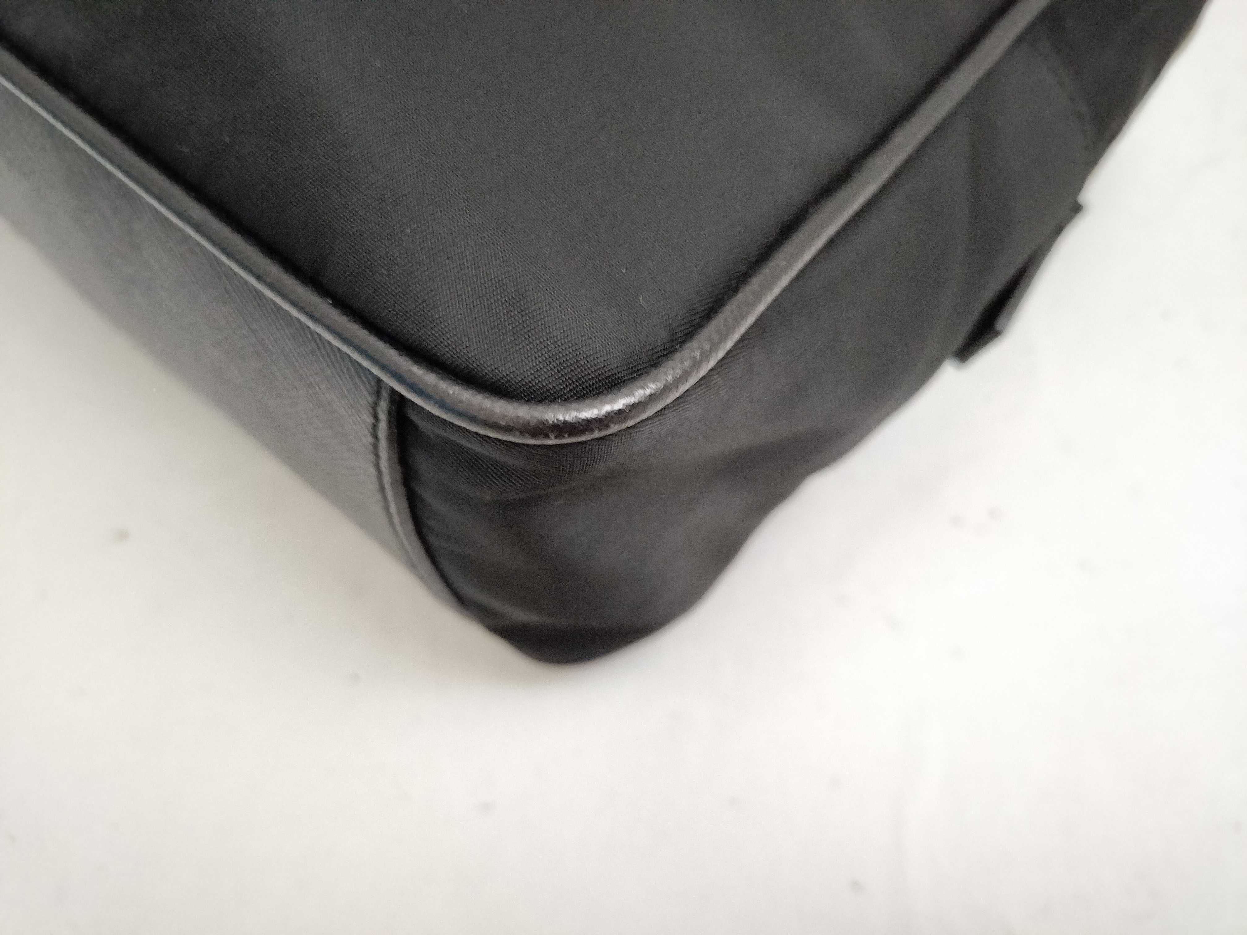 Triangular Plate Nylon x Leather Black Gold Hardware 26 Handbag — view 7
