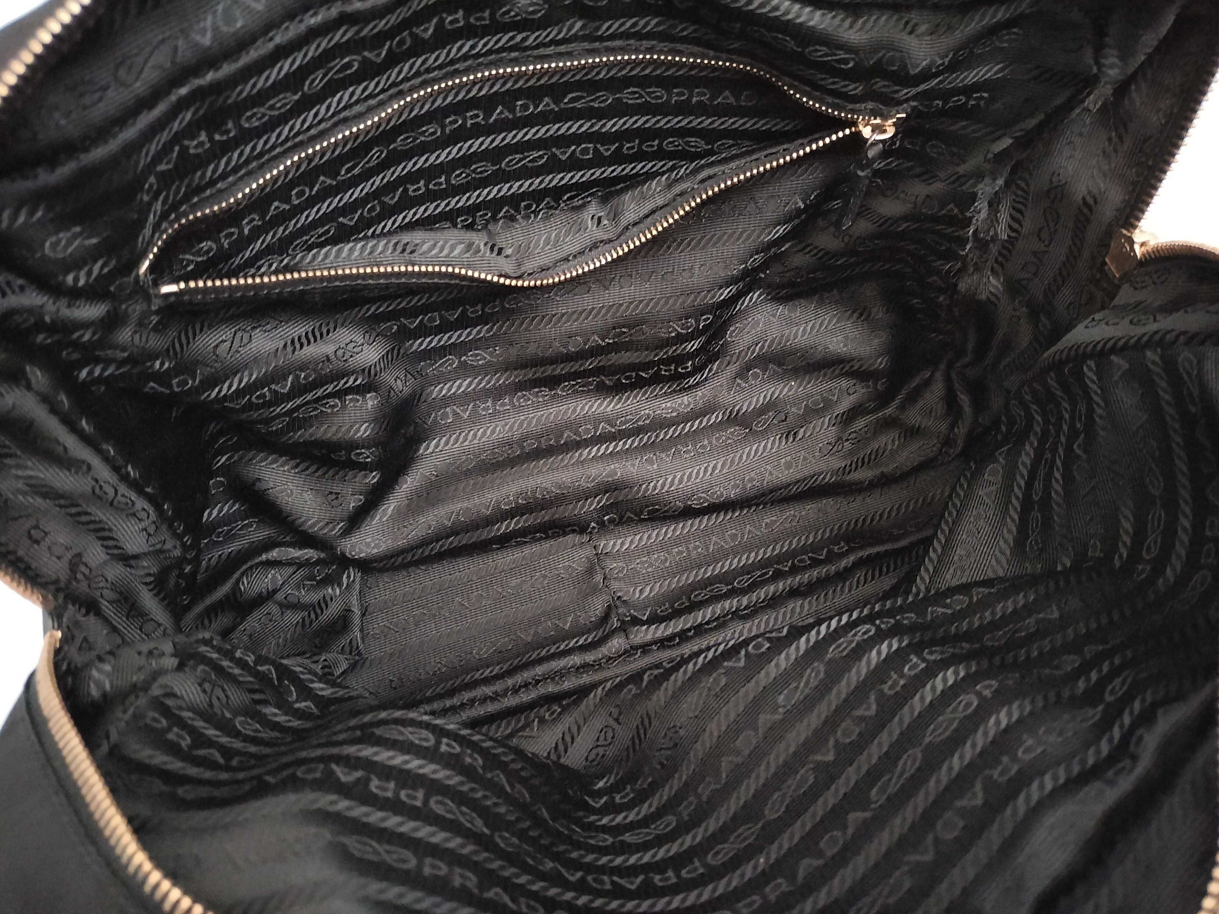 Triangular Plate Nylon x Leather Black Gold Hardware 26 Handbag — view 10