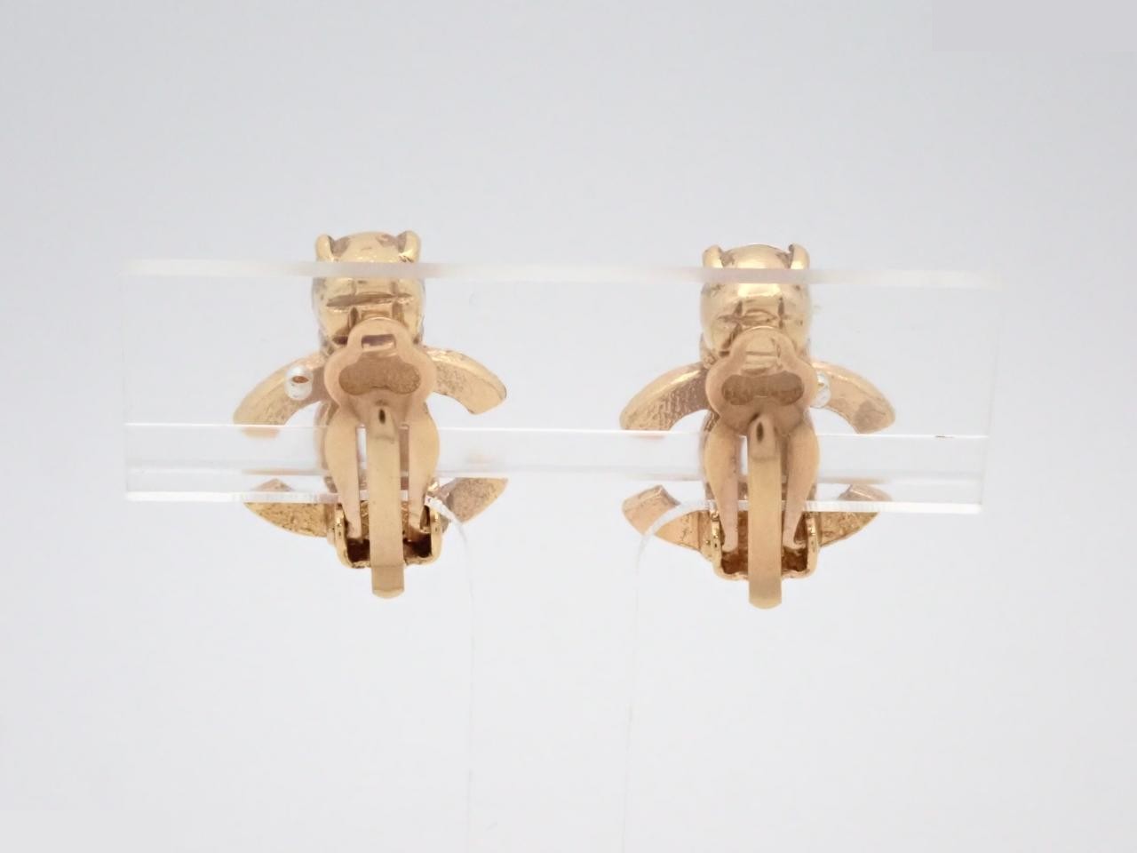 Earrings, Model 02A, Coco Mark, Rhinestone, Gold, 1.5cm wide — view 2