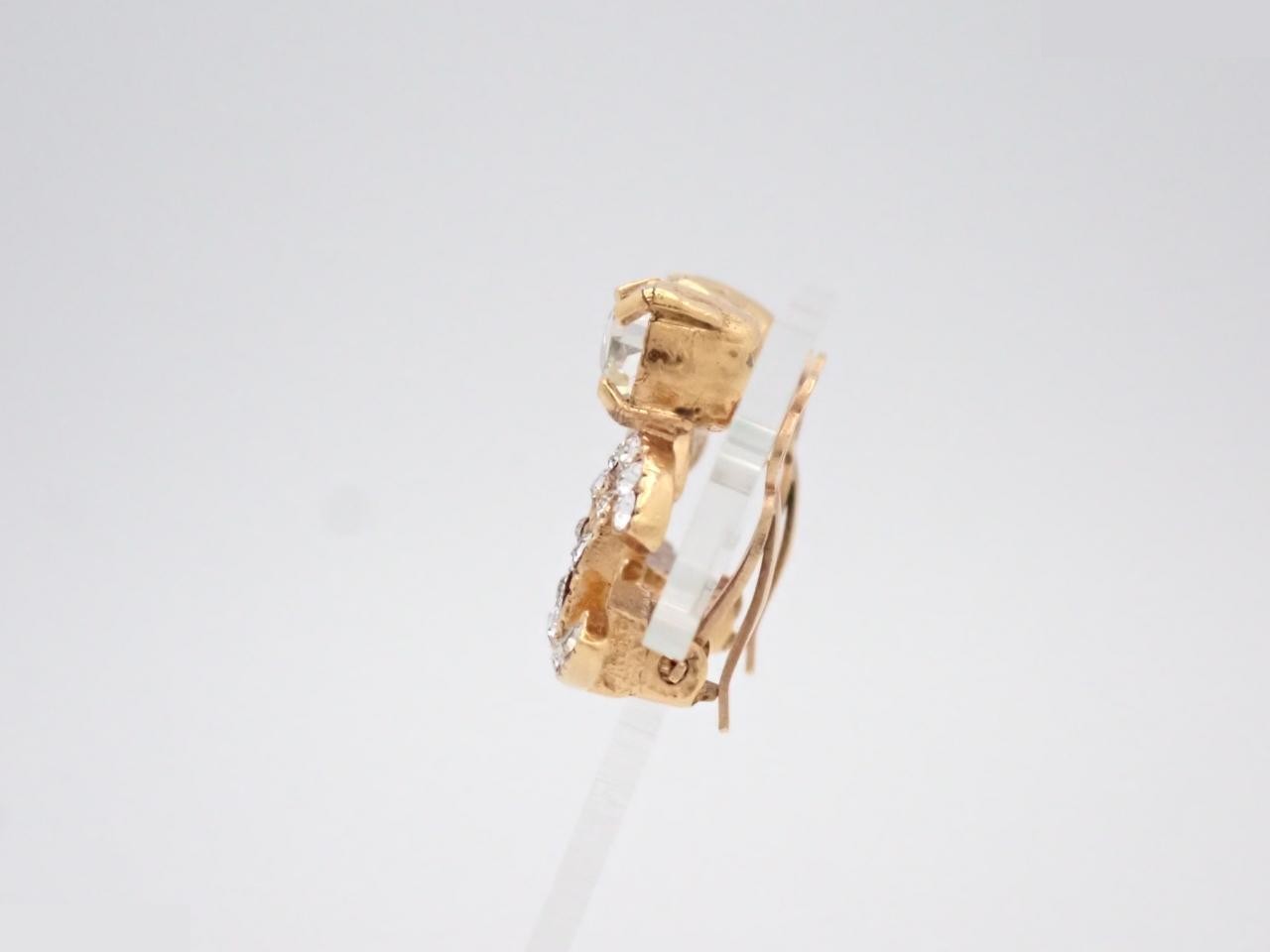 Earrings, Model 02A, Coco Mark, Rhinestone, Gold, 1.5cm wide — view 3