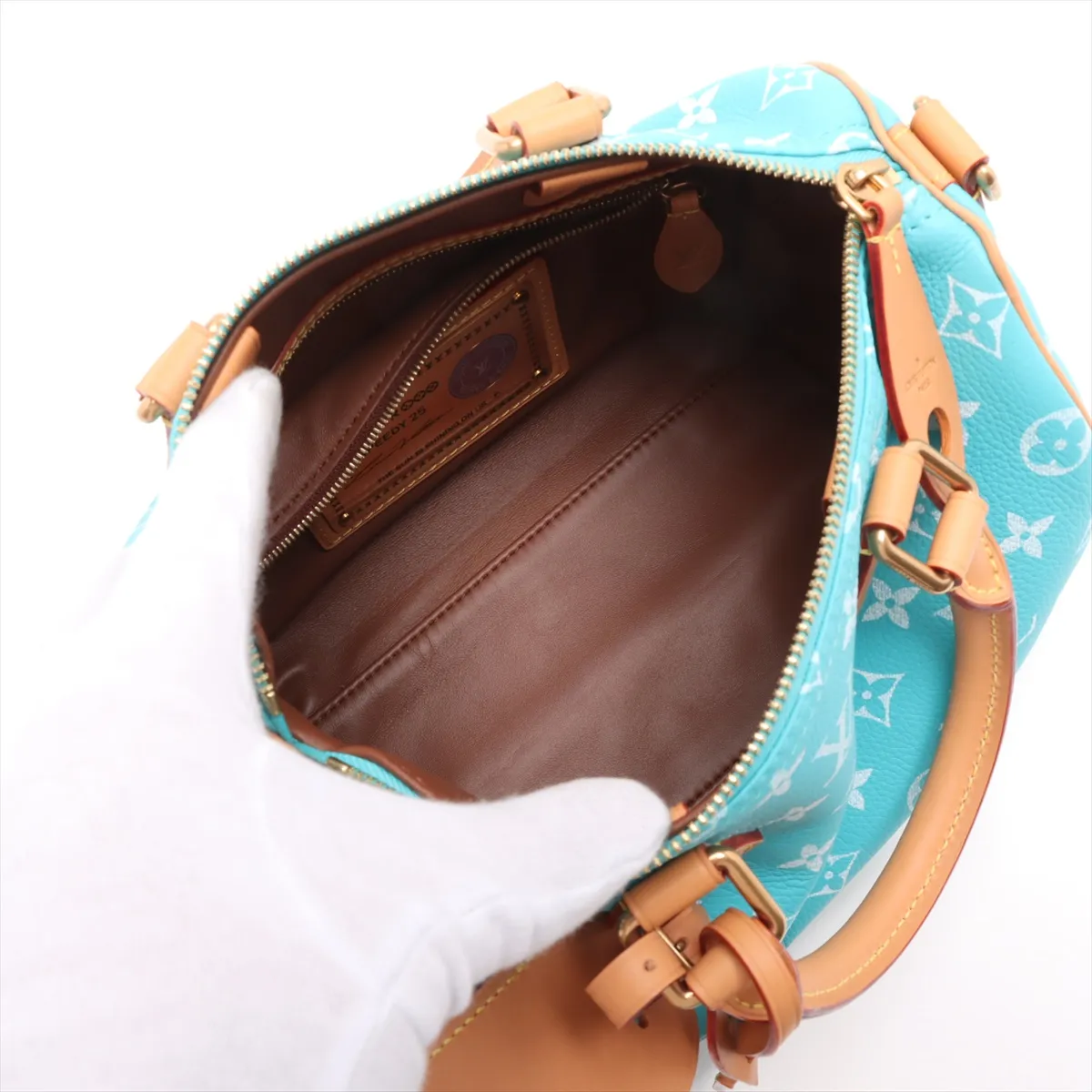 [Individually wrapped] Louis Vuitton Monogram Leather Speedy P9 Bandouliere 25 M11561 Blue RFID reaction available — view 8