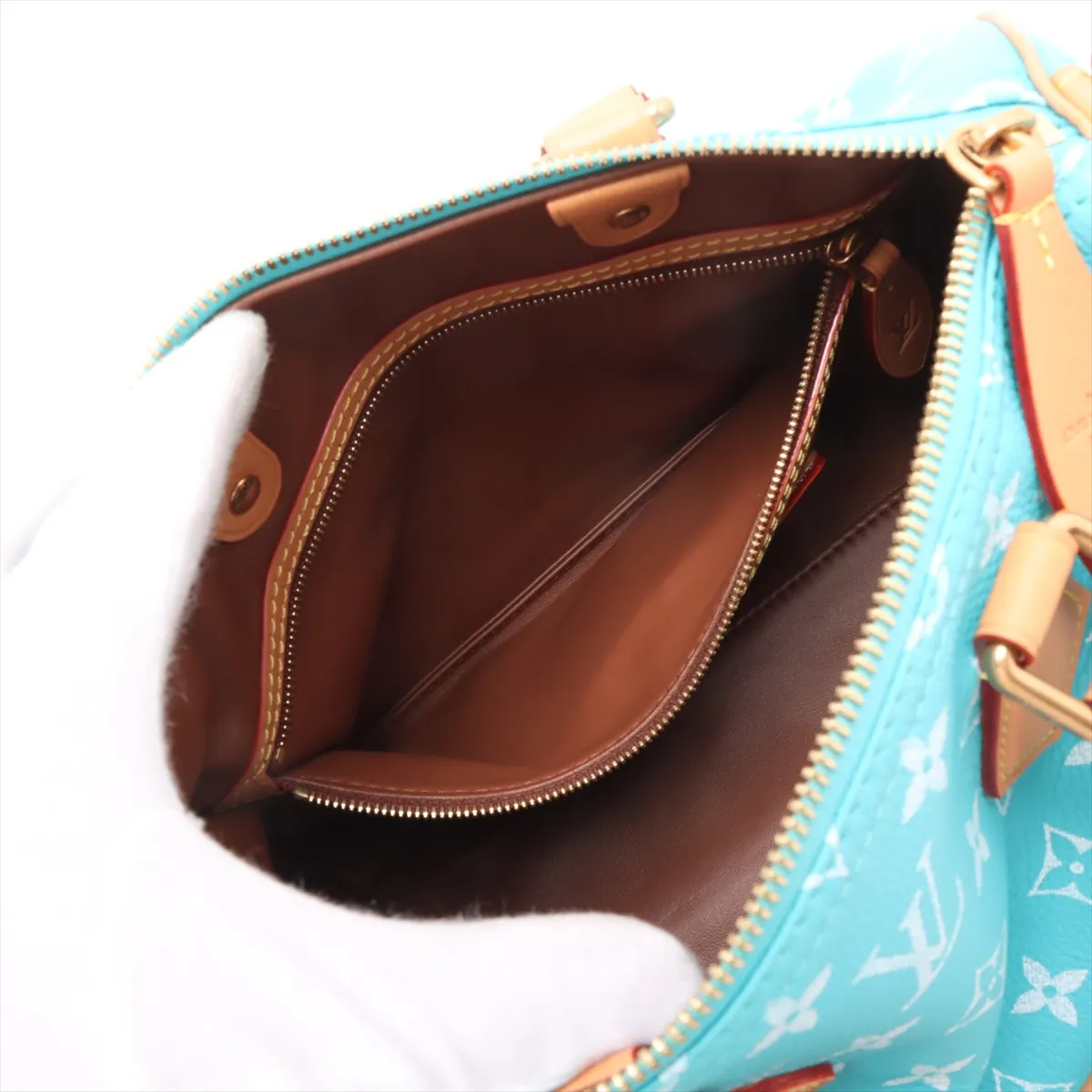 [Individually wrapped] Louis Vuitton Monogram Leather Speedy P9 Bandouliere 25 M11561 Blue RFID reaction available — view 9