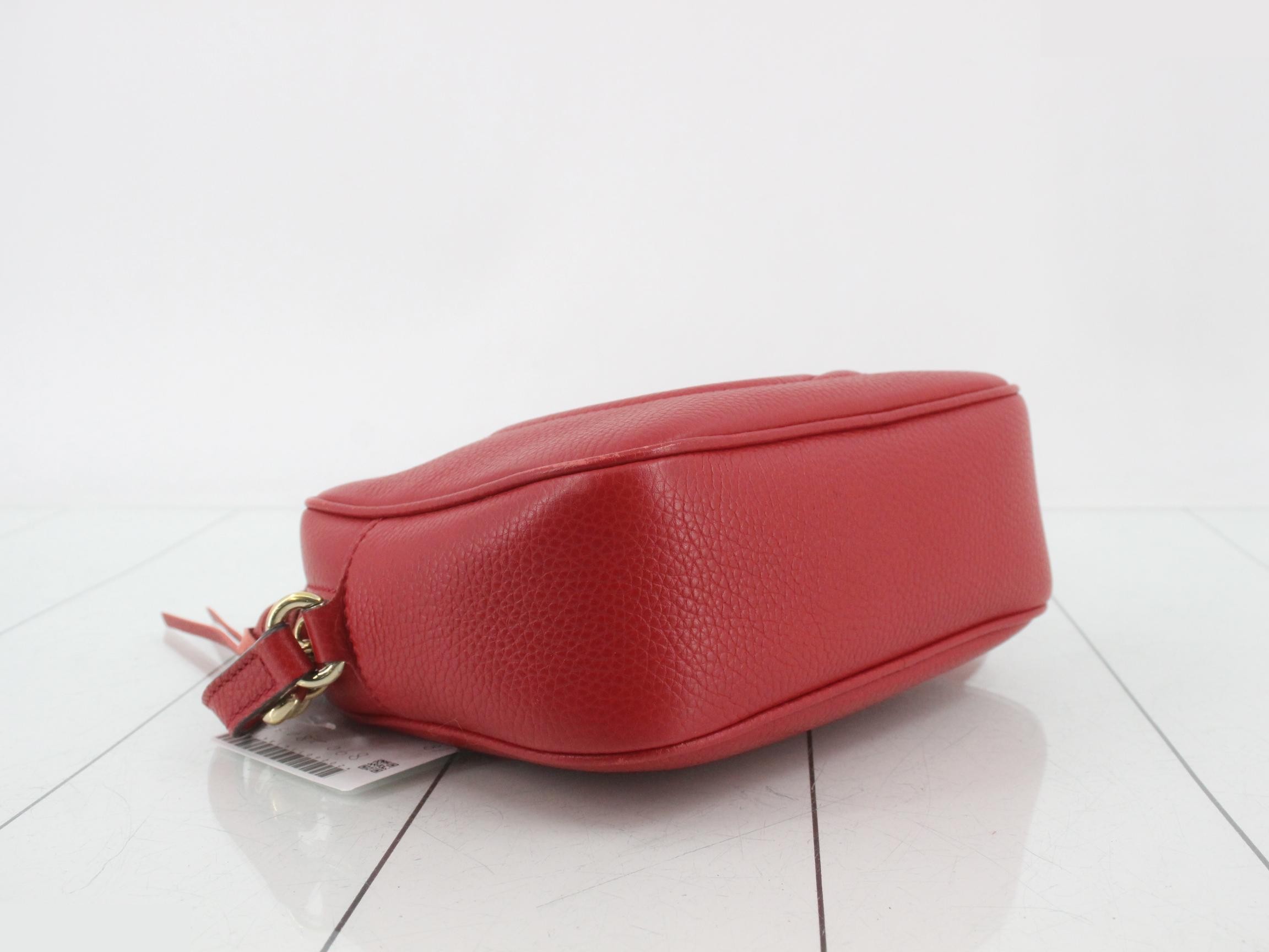 Soho Leather Shoulder Bag, Red — view 5
