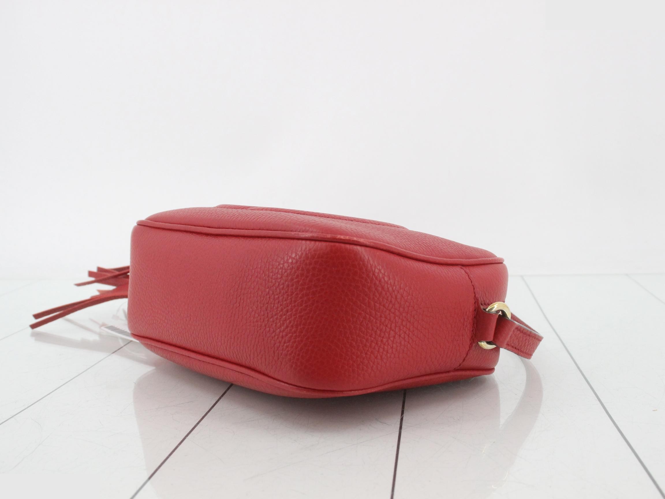 Soho Leather Shoulder Bag, Red — view 6